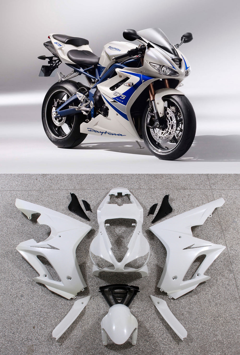 2009-2012 Triumph Daytona 675 White Blue 675 Racing Fairings Generic