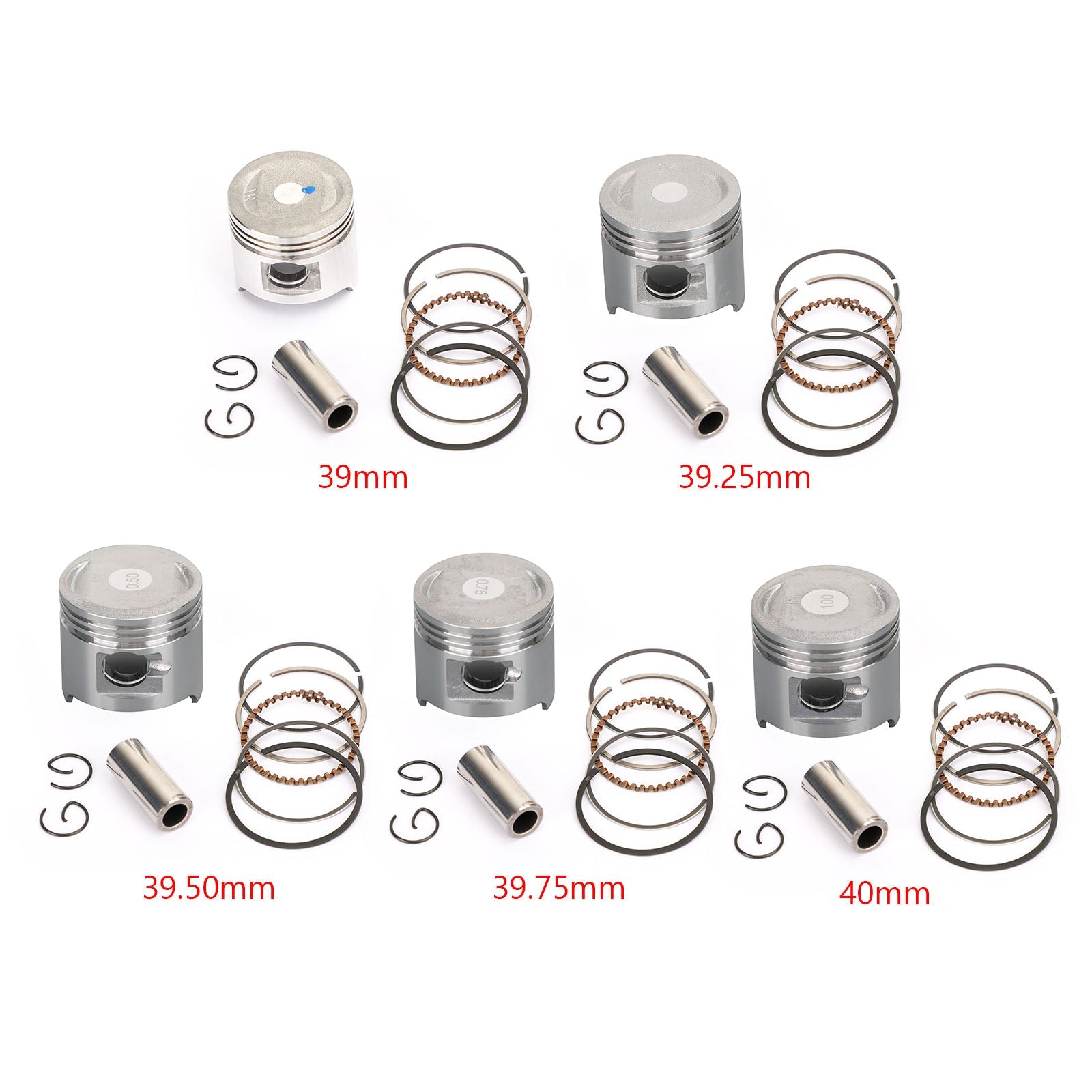 Piston Pin Ring Set STD / +0.25 / +0.50 / +0.75 / +1.00 Bore Size Fit for Honda C50 CUB CRF 50 F ST ZB Z 50 J/R 1985-2012 Generic