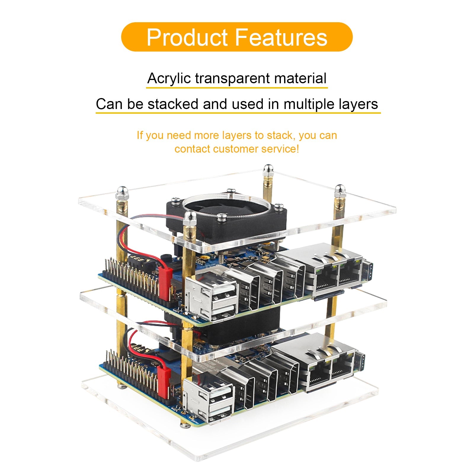 Orange Pi 5 Plus Orangepi beschermende schaal Tweelaagse cluster acrylschaal