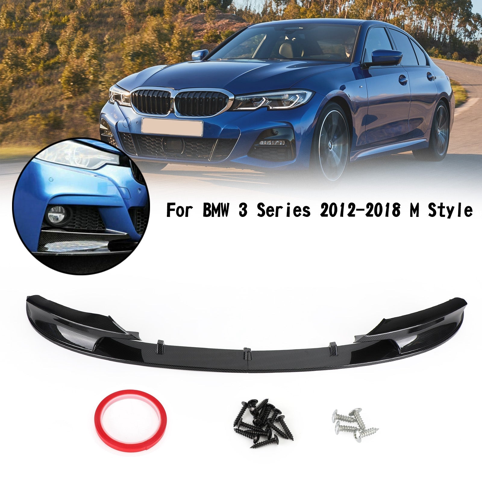 2012-2018 BMW F30 3 Series M Sport Carbon Fiber Car Front Bumper Spoiler Lip Generic