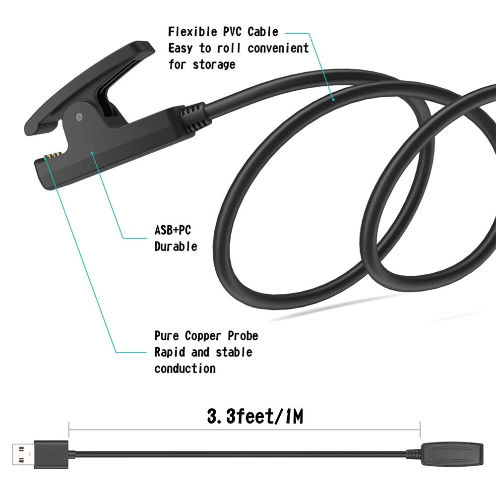 Charger USB Charging Data Cable for Garmin Watch Approach G10/S20/Vivomove HR