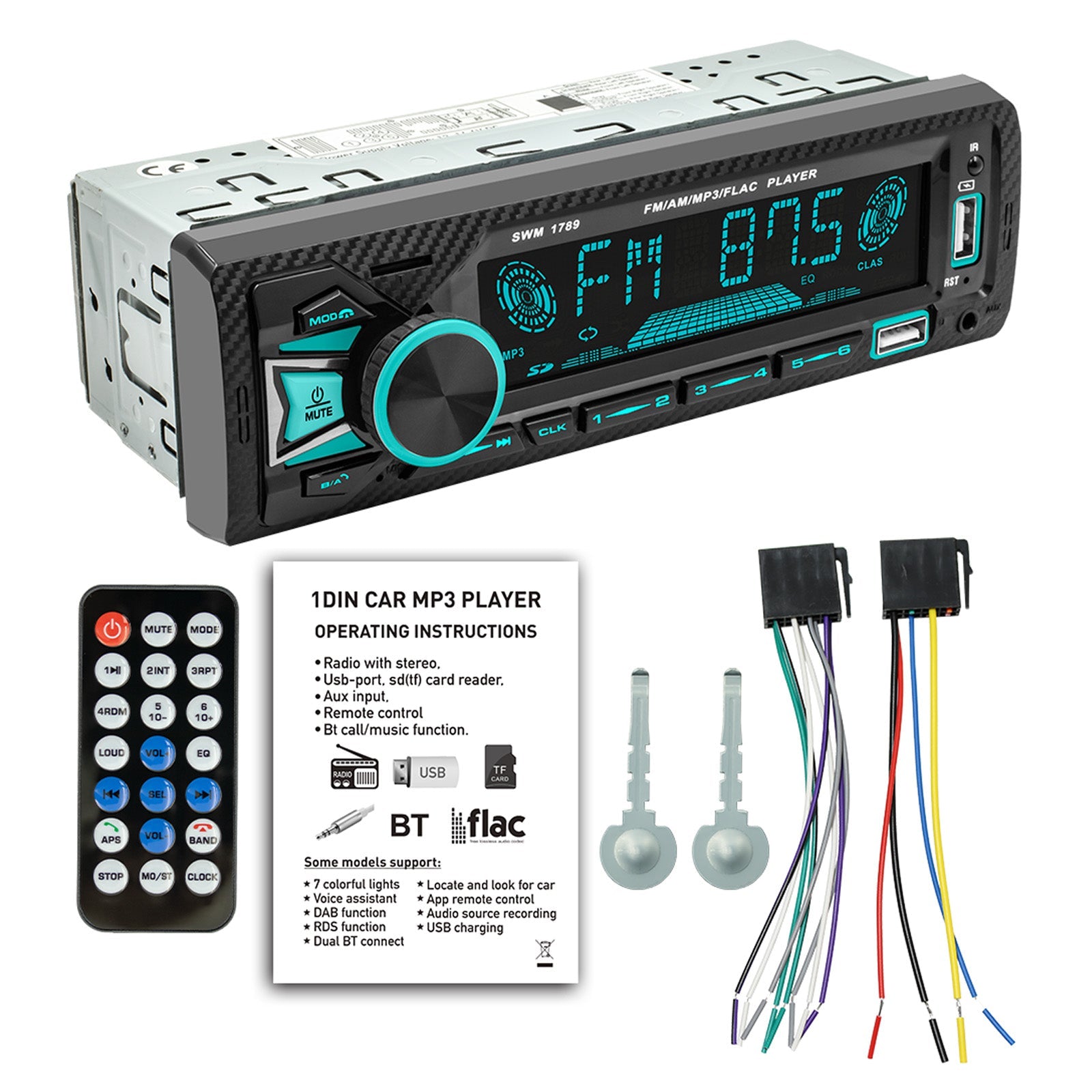 AI Voice Control Bluetooth Stereo Radio FM Car MP3 Player Card U Disk Car Radio