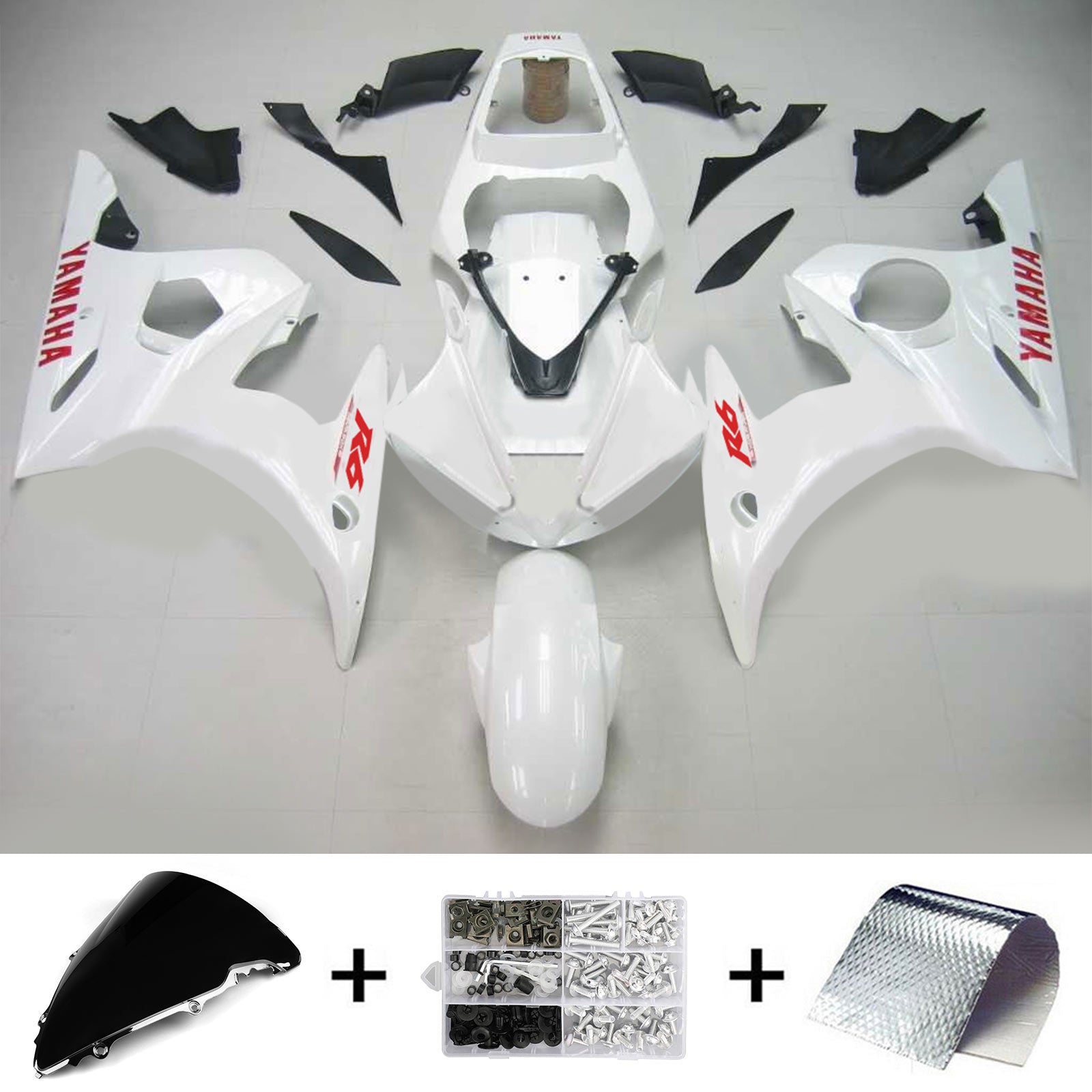 2005 Yamaha YZF 600 R6 Amotopart Kit de carénage d'injection carrosserie plastique ABS #114