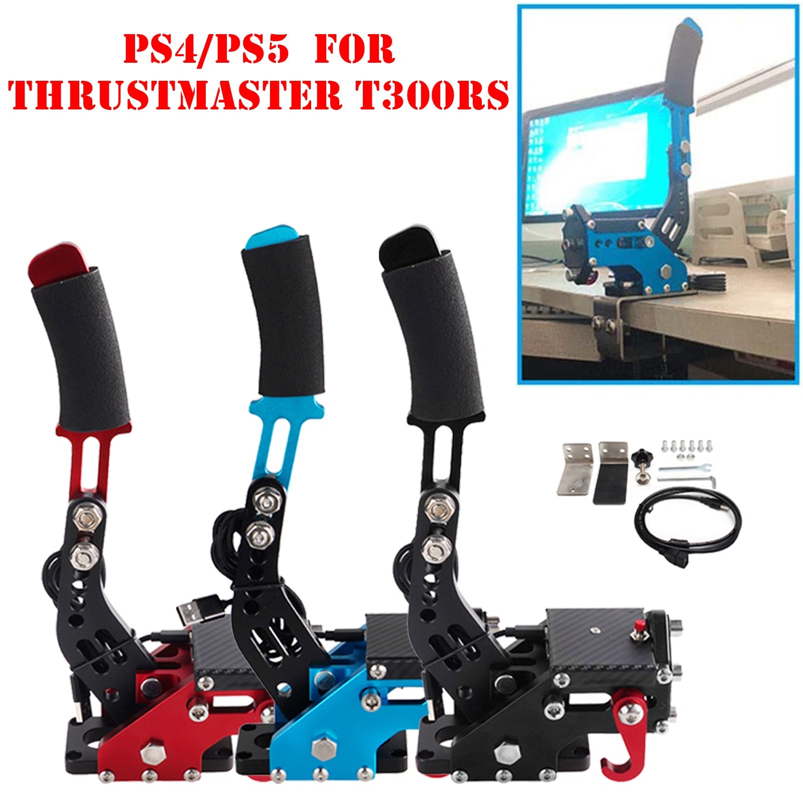 USB3.0 14Bit PS4/PS5 SIM Handbrake for Racing Games Steering Wheel Stand T300RS