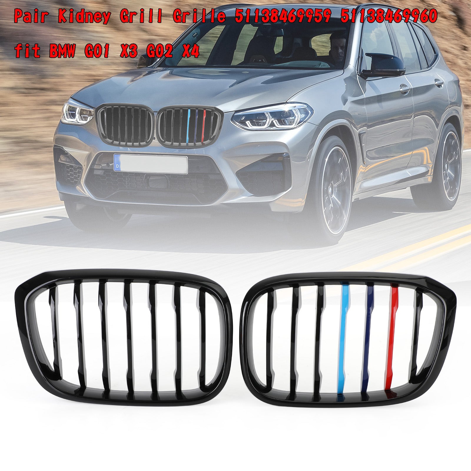 2018-2021 BMW X3 G01 X4 G02 Paire de grilles de calandre 51138469959 51138469960 51138091725 51138091726 générique