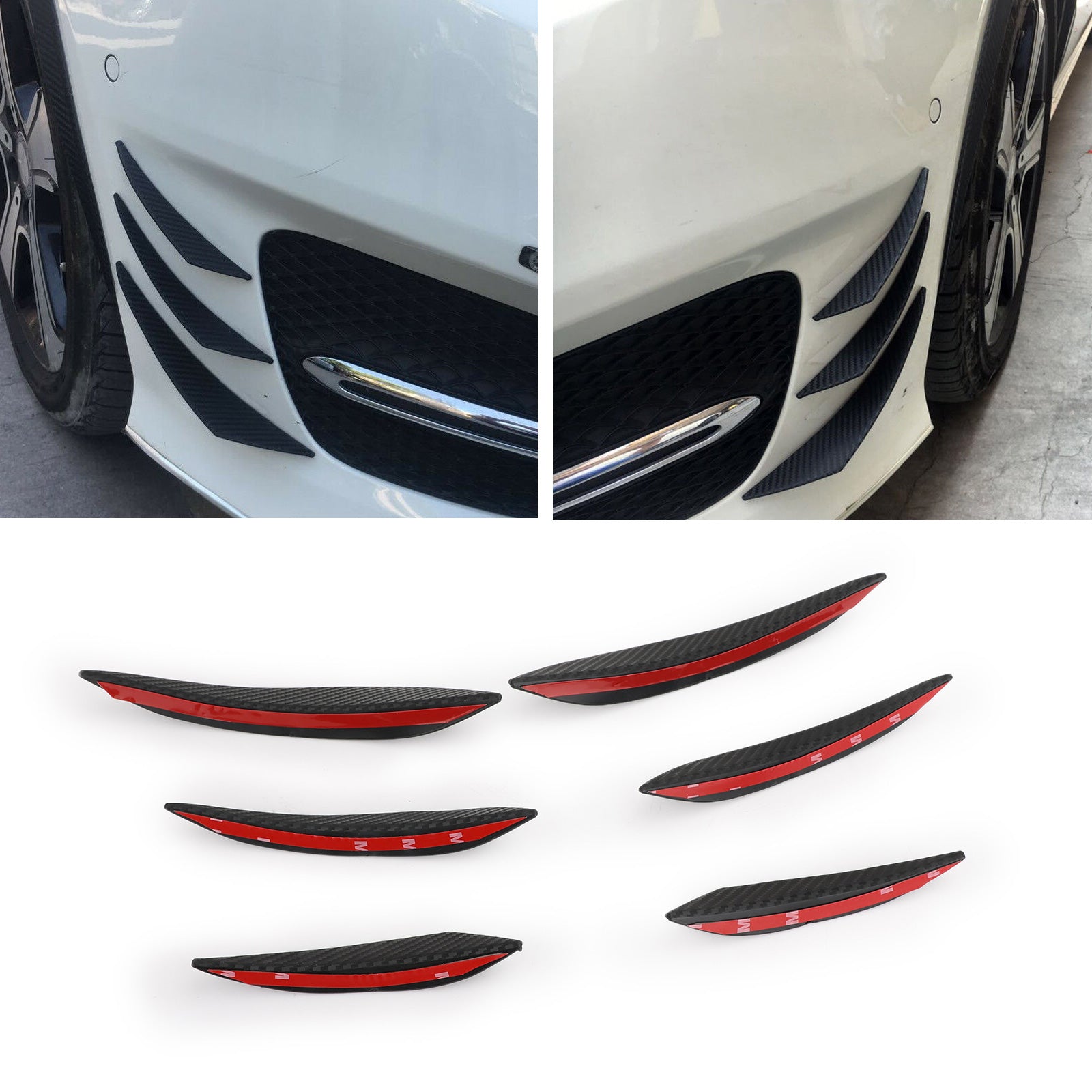 6pcs Universal Car/Auto Front Bumper Fins Spoiler Canards Refit Generic