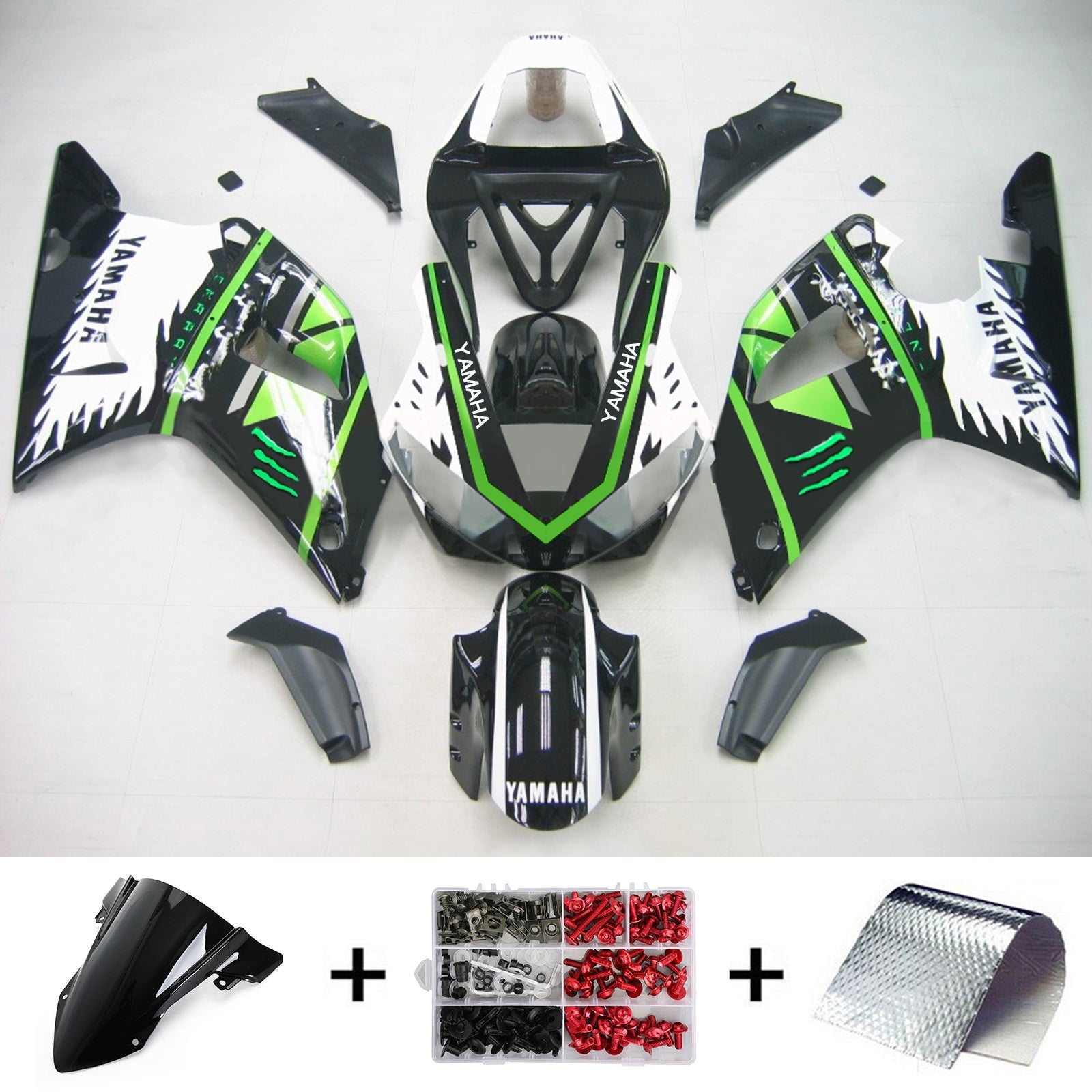 2000-2001 Yamaha YZF 1000 R1 Kit de carénage d'injection carrosserie plastique ABS #107