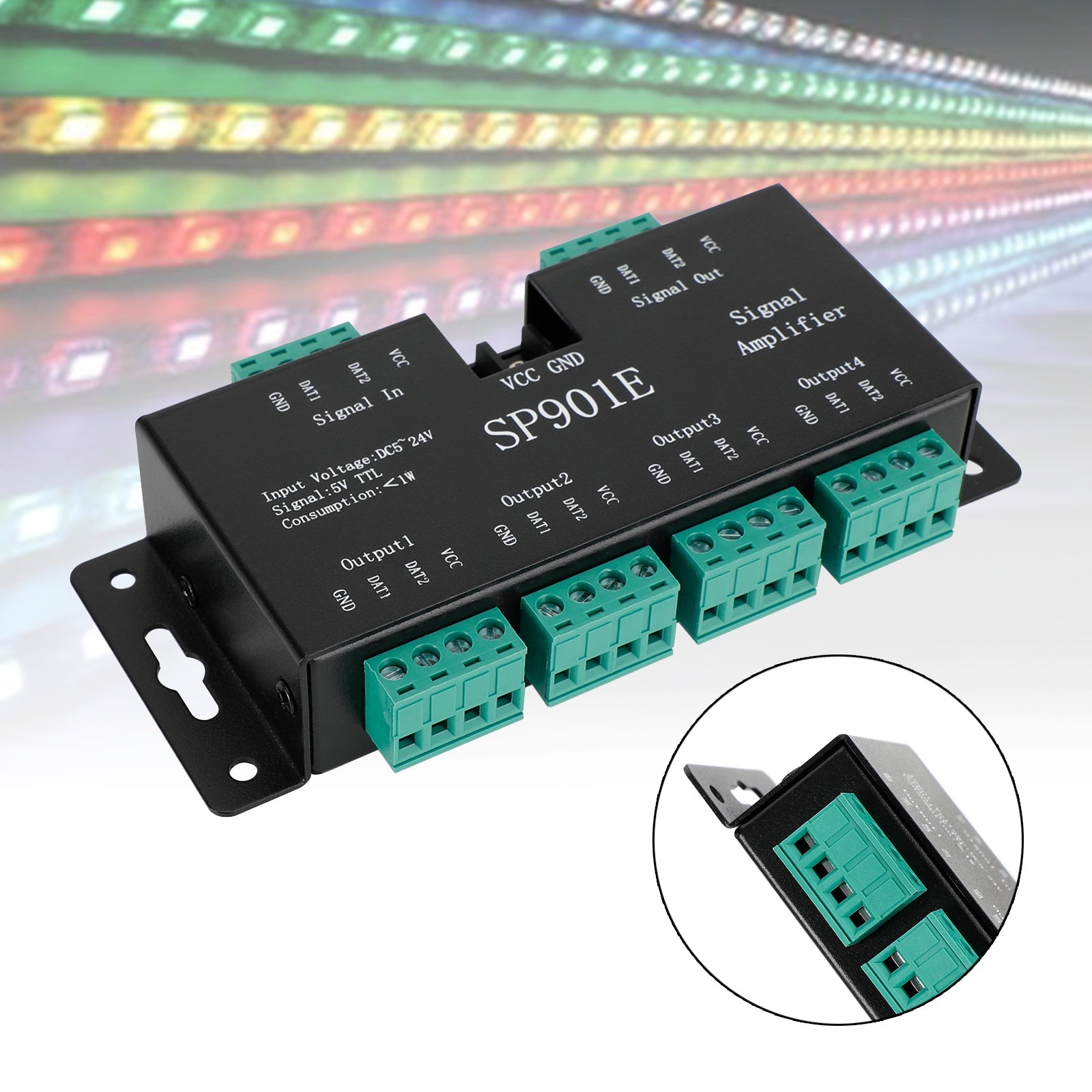 LED-strip SP901E RGB-signaalversterker Repeater adresseerbaar programmeerbaar