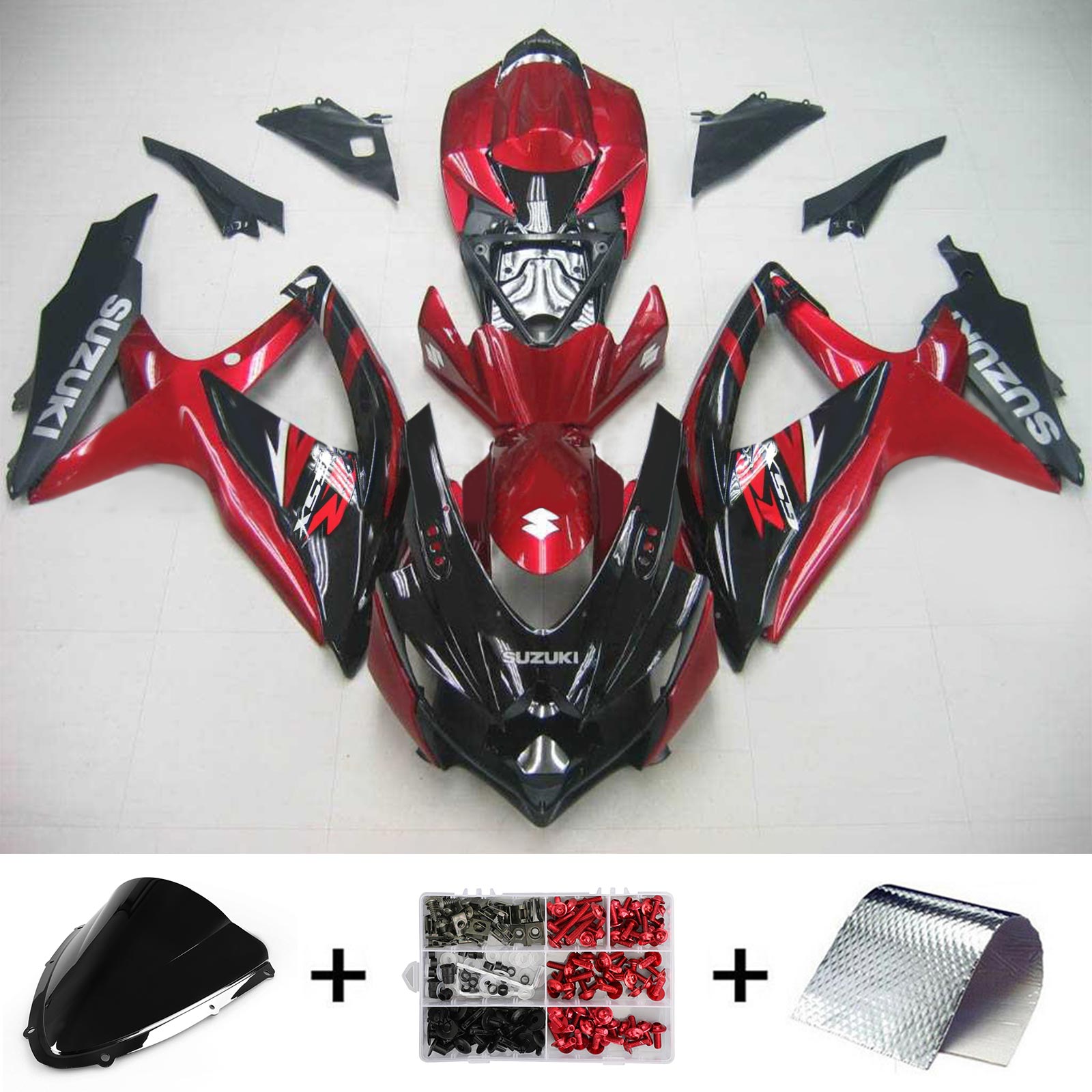 2008-2010 Suzuki GSXR 600/750 K8 Amotopart Kit de carénage d'injection carrosserie plastique ABS #134