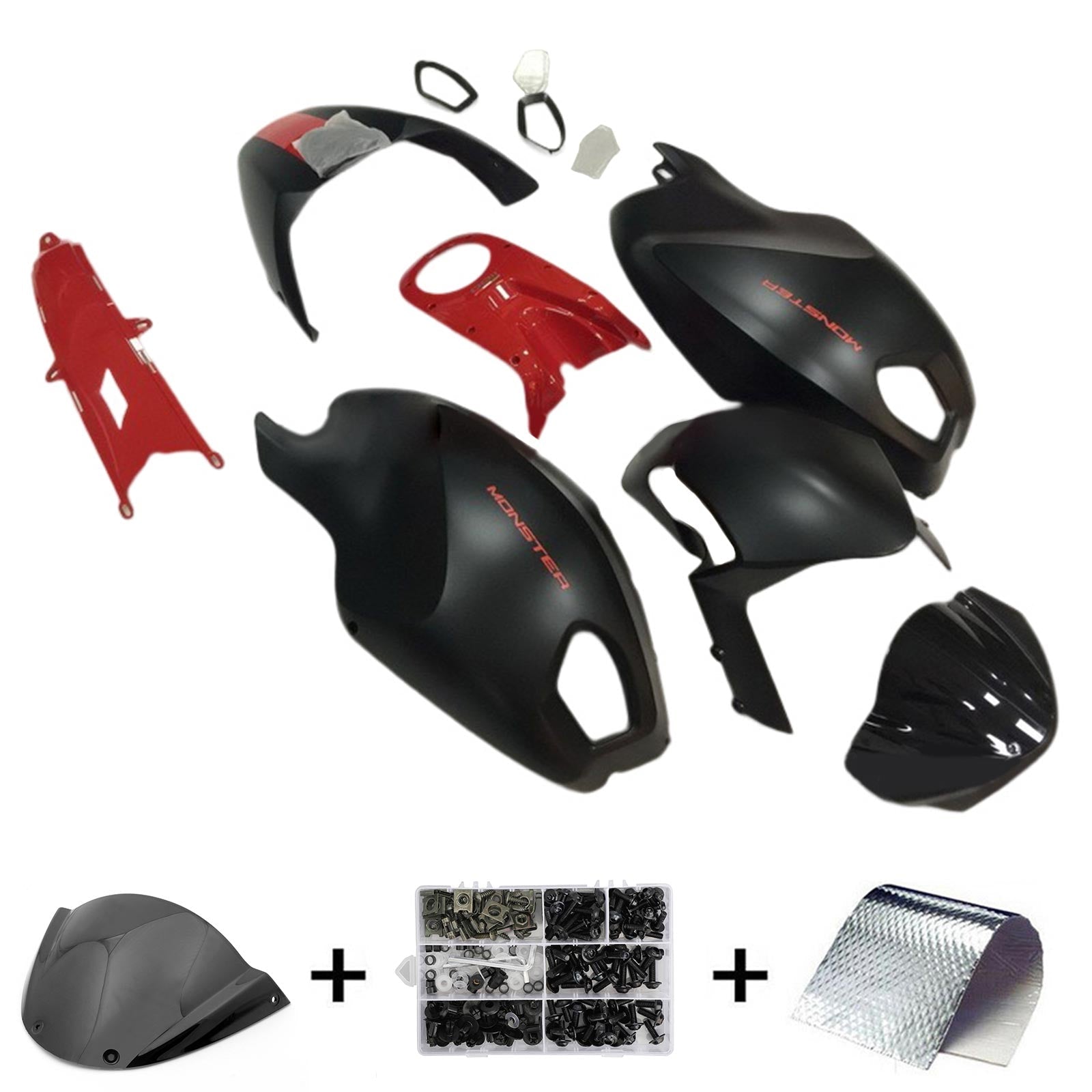 Alle år Ducati Monster 696 796 1100 S EVO Fairing Kit Karosseri