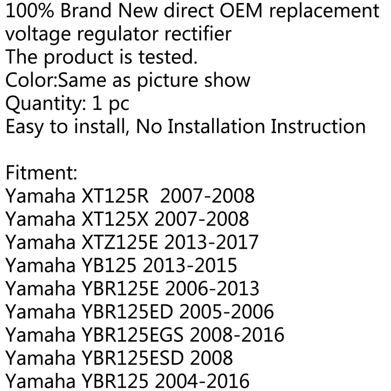 Voltage Regulator Rectifier For Yamaha XT125R XT125X 07-08 YB125 XTZ125E
