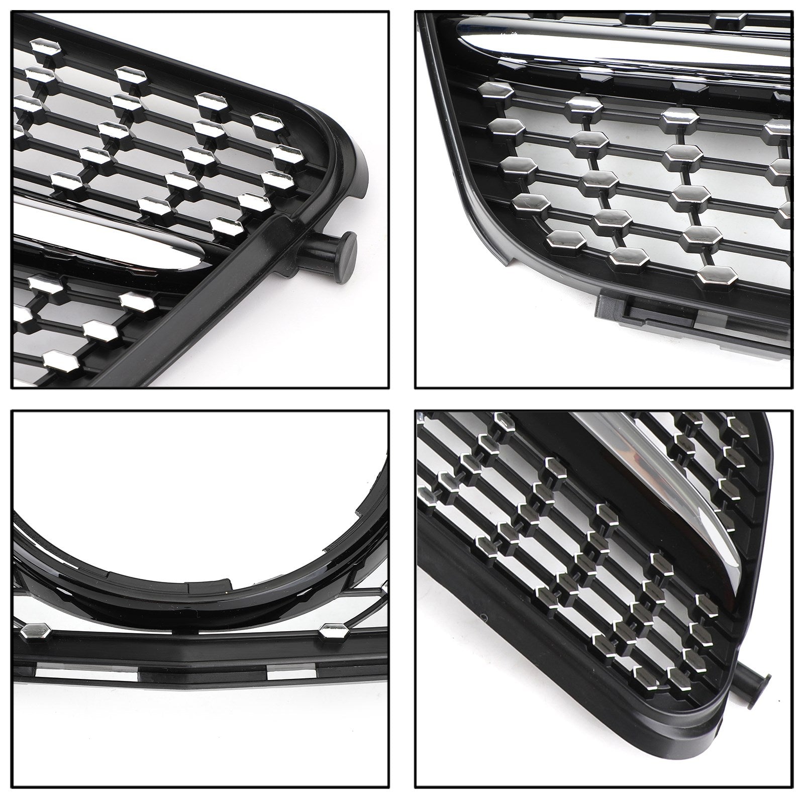 Benz Classe C 2008-2014W204 Grille de calandre avant chromée noire diamantée générique C180/C200/C230/C250/C280/C300/C350