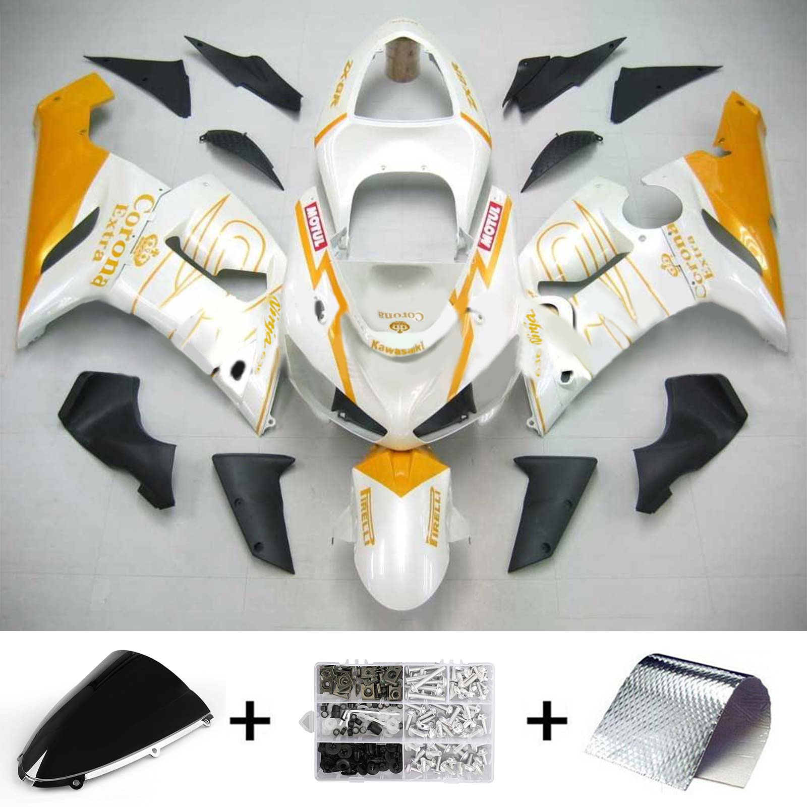 2005-2006 Kawasaki ZX6R 636 Amotopart Kit de carénage d'injection carrosserie plastique ABS #122