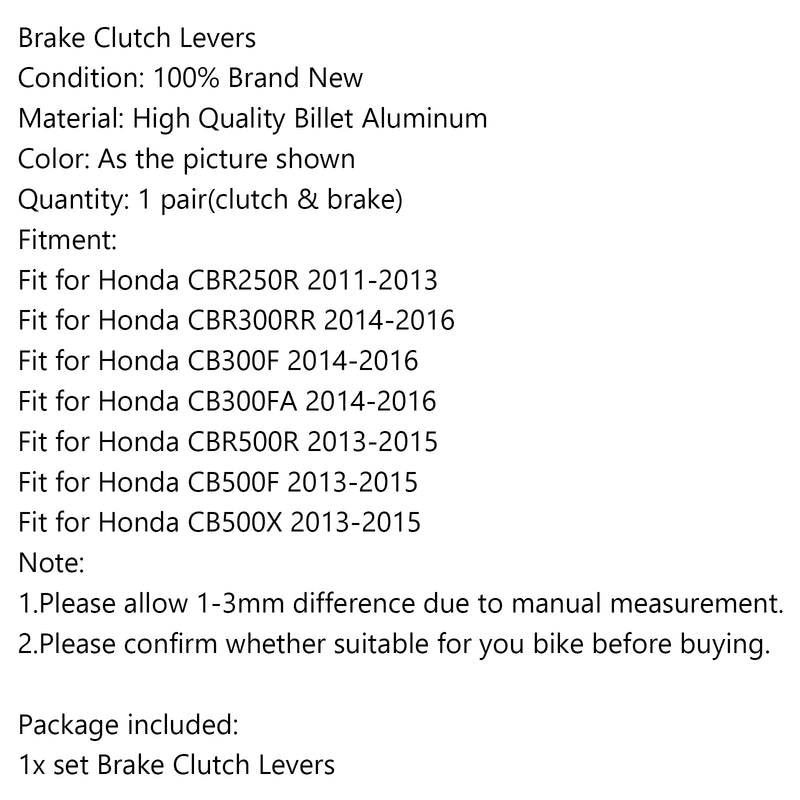 Brake Clutch Levers For Honda CBR300RR CB300F/FA 14-16 CBR500R CB500F/X 13-15