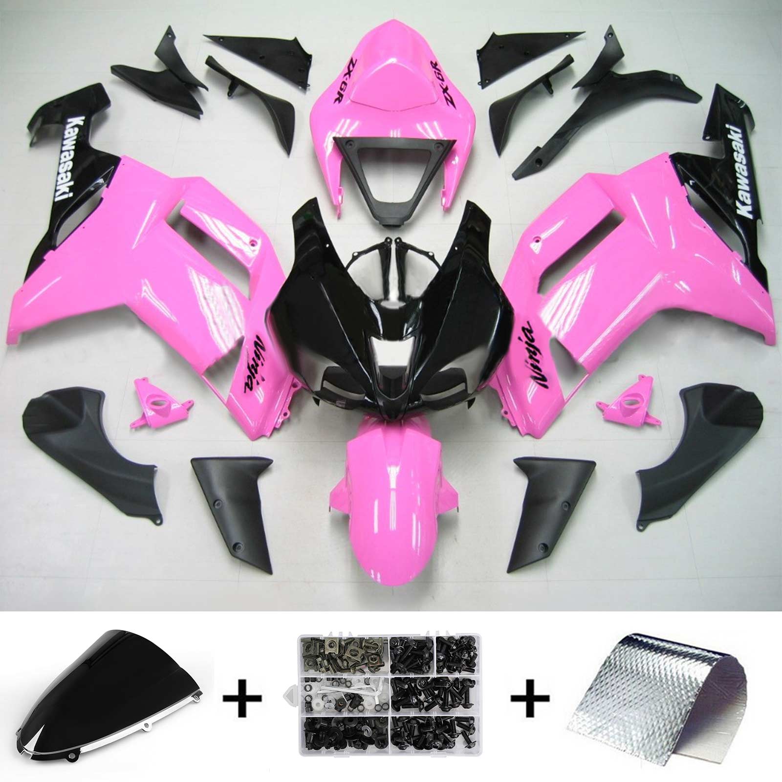 2007-2008 Kawasaki ZX6R 636 Amotopart Injection Fairing Kit Bodywork Plastic ABS #130