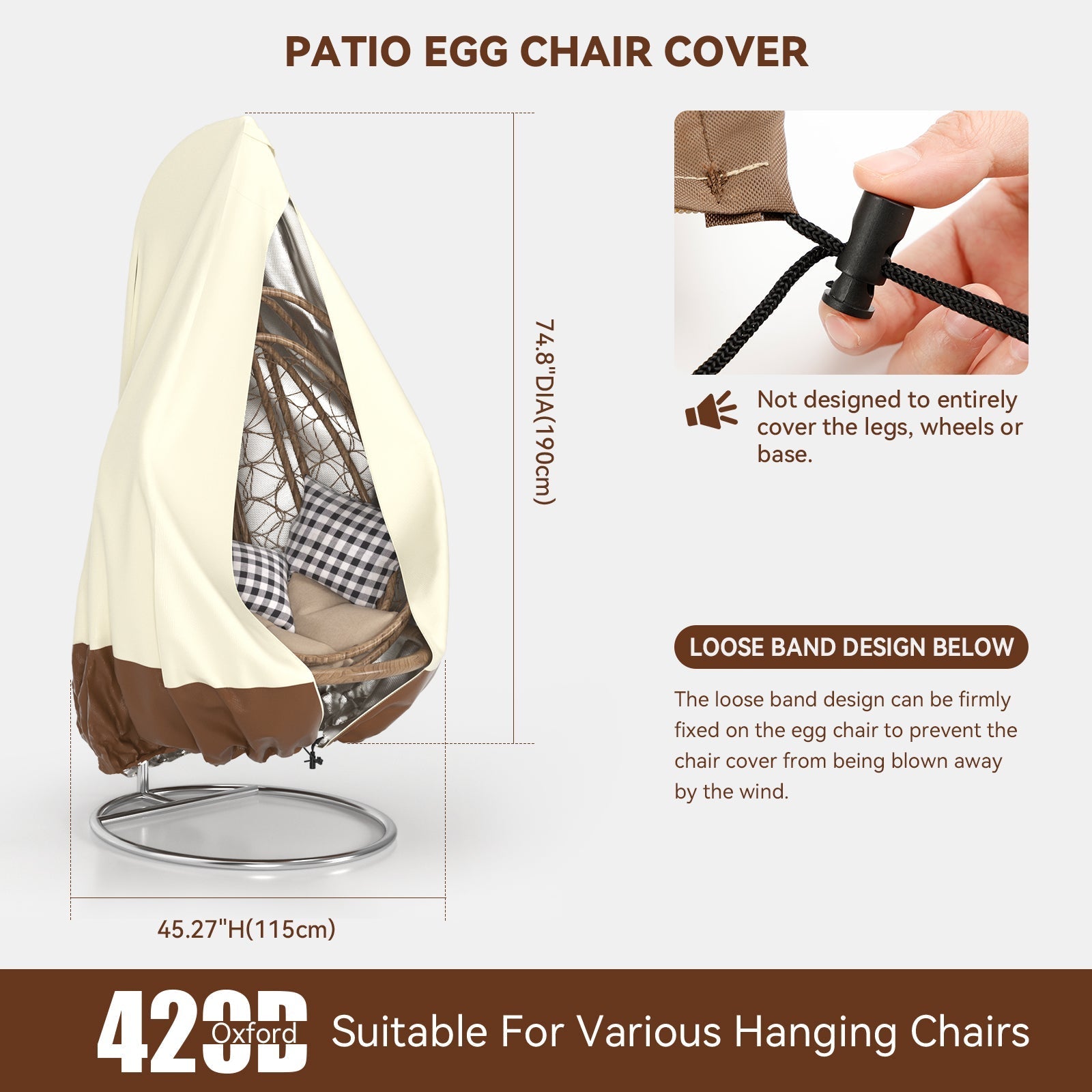 Patio Egg Chair Cover Hangende Outdoor Dubbele Rieten Egg Swing Covers Waterdicht