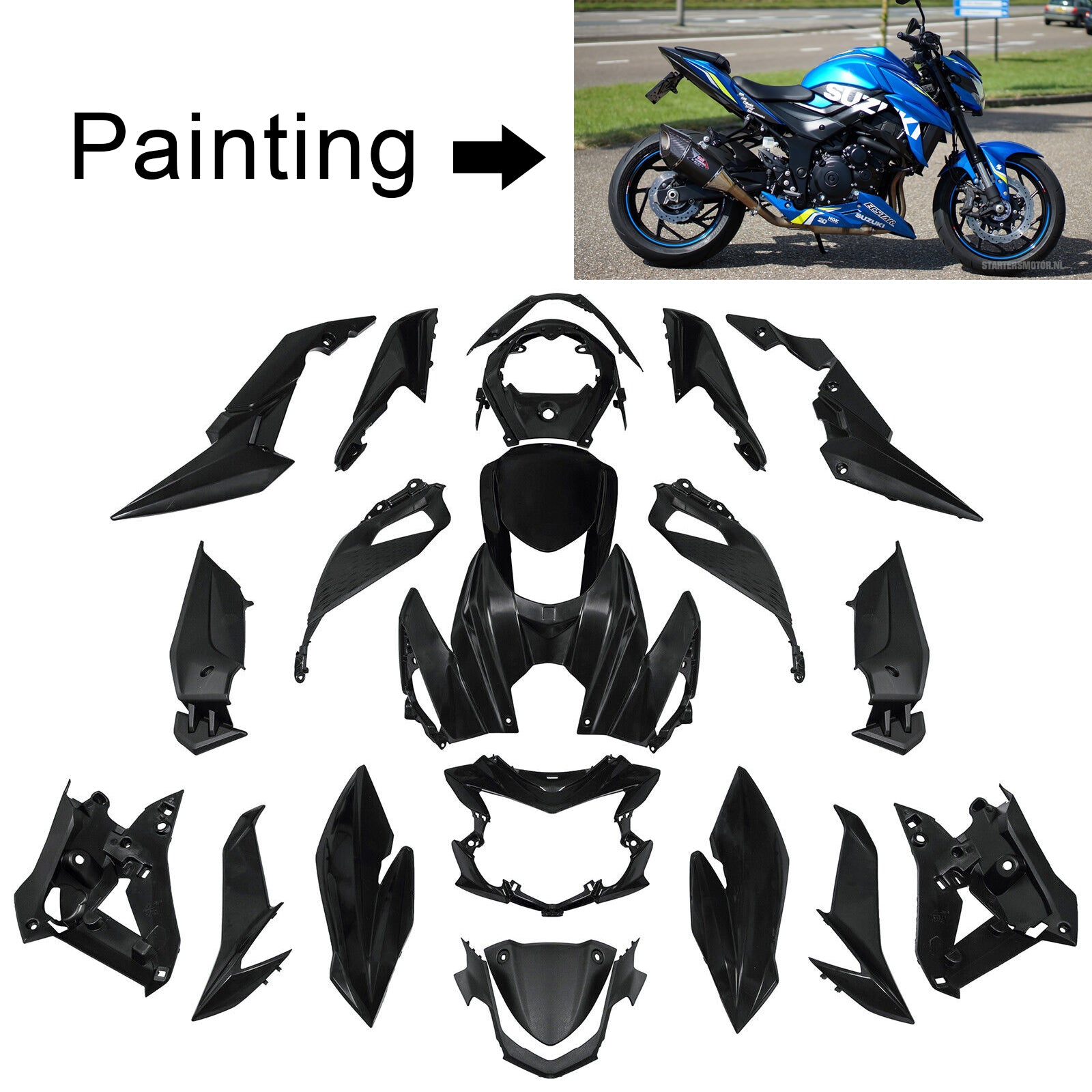 2017-2021 Suzuki GSX-S 750 Kit de carénage d'injection Amotopart Carrosserie Plastique ABS #110