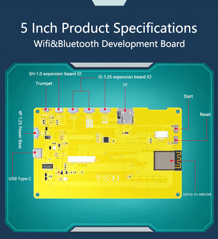 ESP32-S3 ontwikkelingsbord 5 "7" LCD capacitief scherm Wifi Bluetooth MCU LVGL