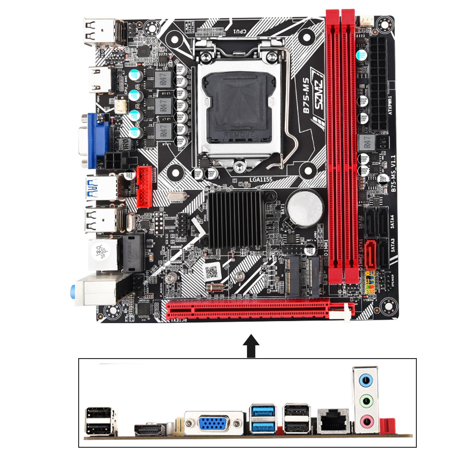 B75-MS Motherboard LGA 1155 Support 2*DDR3 USB3.0 SATA3 NVME WIFI Bluetooth