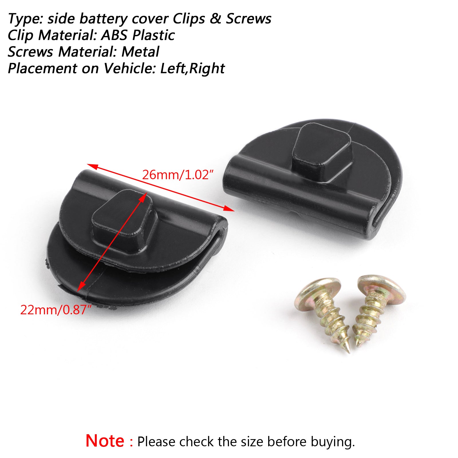 2004-2018 Harley Sportster XL883 XL1200 2pcs Battery Left Side Cover Clip+Screw Generic