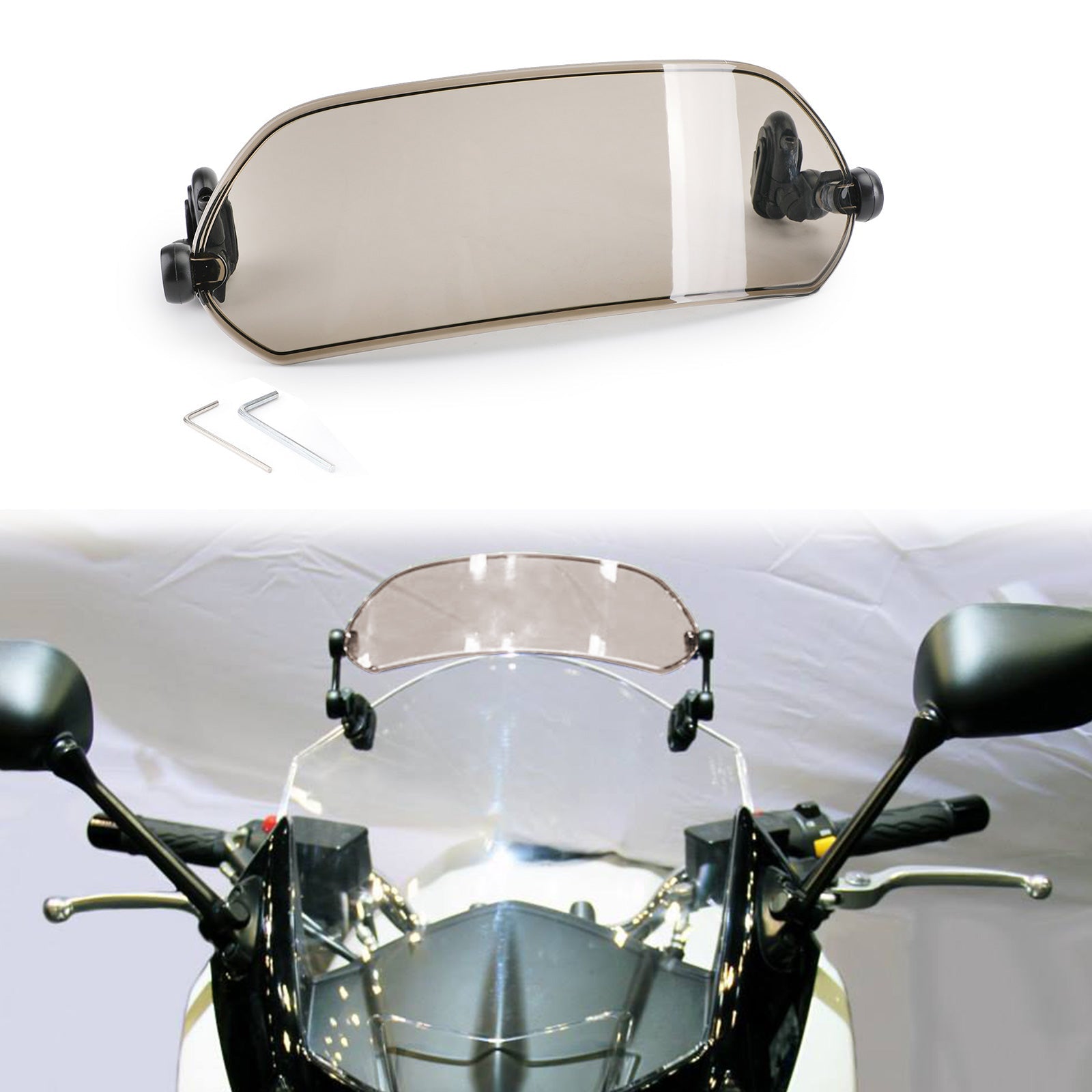 Motorcycle Adjustable Clip On Windshield Extension Spoiler Wind Deflector