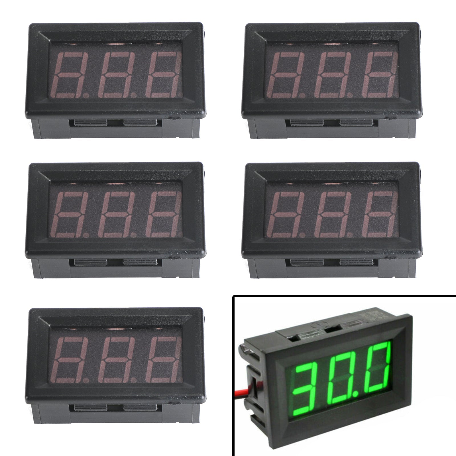 5 stk Dc5-120V 0,56" 2-leder LED digitalt skjermpanel Voltmeter Volt Tester