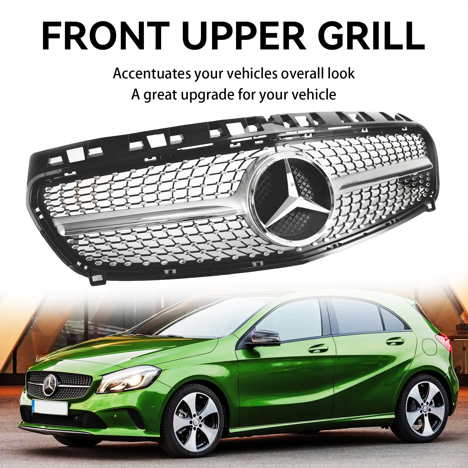 2013-2015 A CLASS W176 Mercedes Benz Front Bumper Grille Grill Black/Chrome