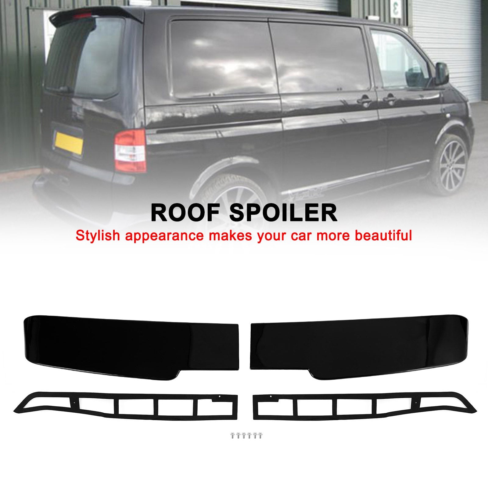 Black Premium Barn Door Spoiler Fit VW Transporter T5 T5.1 T6 T6.1