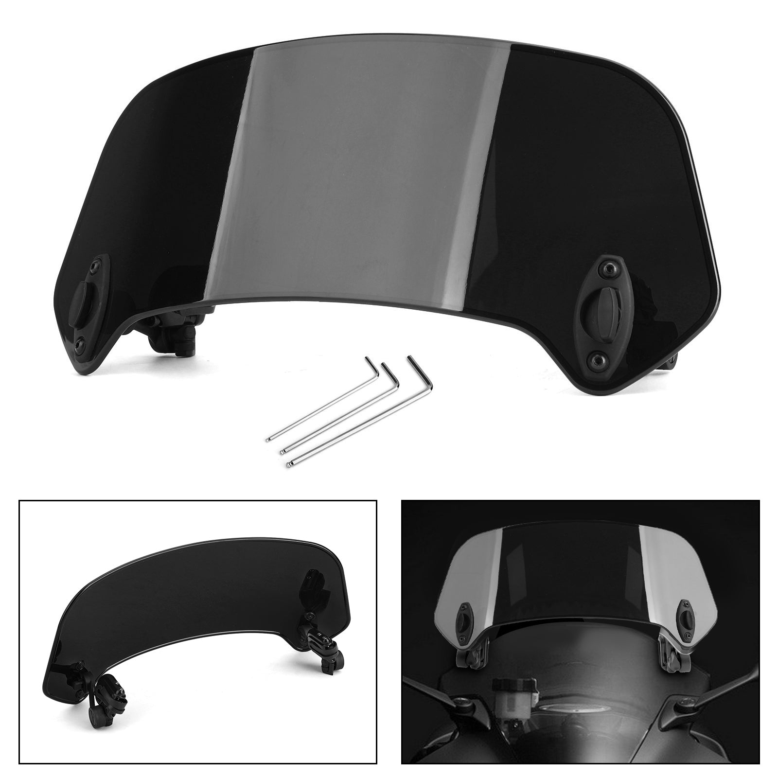 Motorcycle Adjustable Clip On Windshield Extension Spoiler Wind Deflector