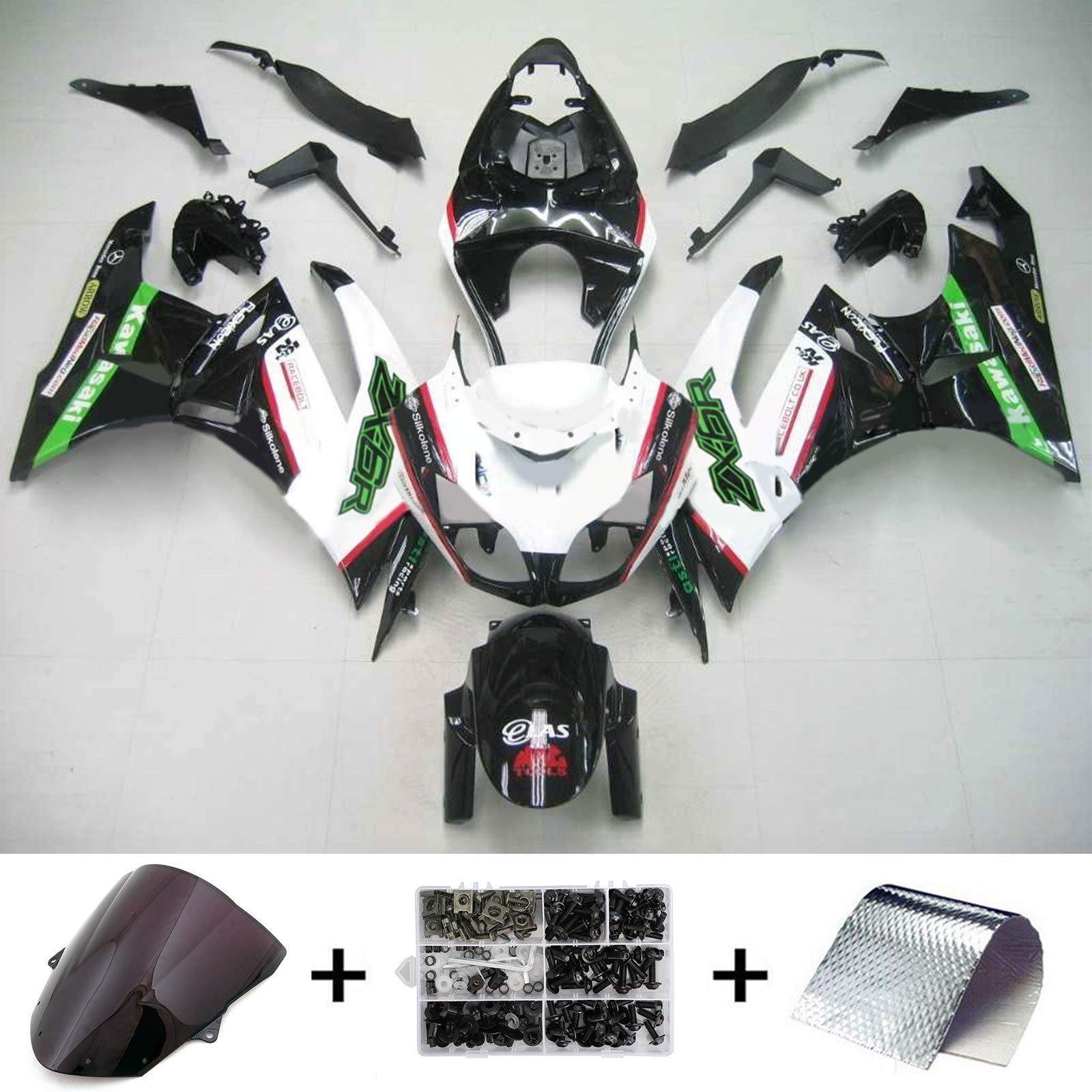 2009-2012 Kawasaki ZX6R 636 Amotopart Kit de carénage d'injection carrosserie plastique ABS #110