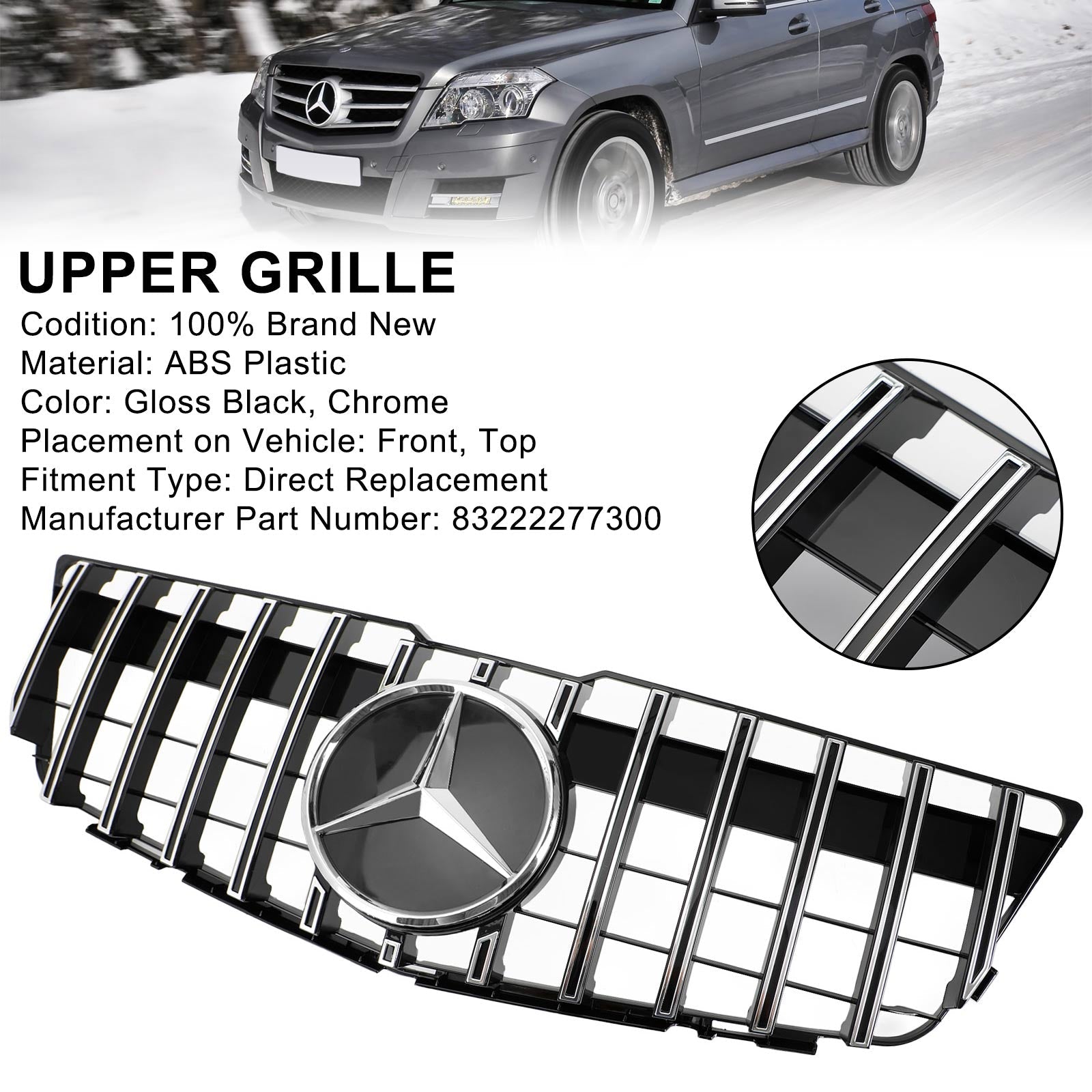 2008-2012 Mercedes-Benz GLK X204 Voorbumper Bovenste Grill Grille GT-stijl