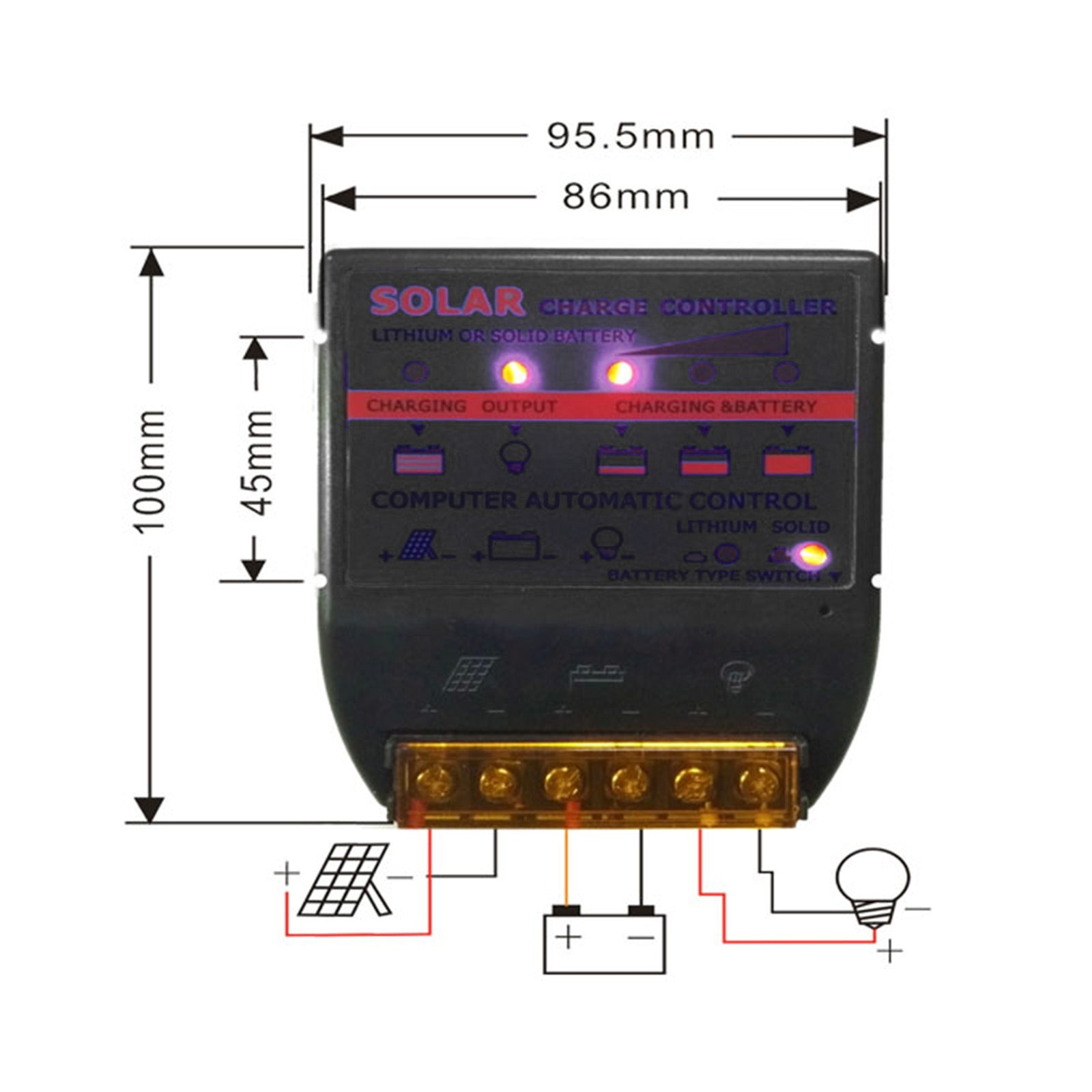 Solar Charge Controller PWM 10A-50A 12V Build In Timer Battery Control Adapter