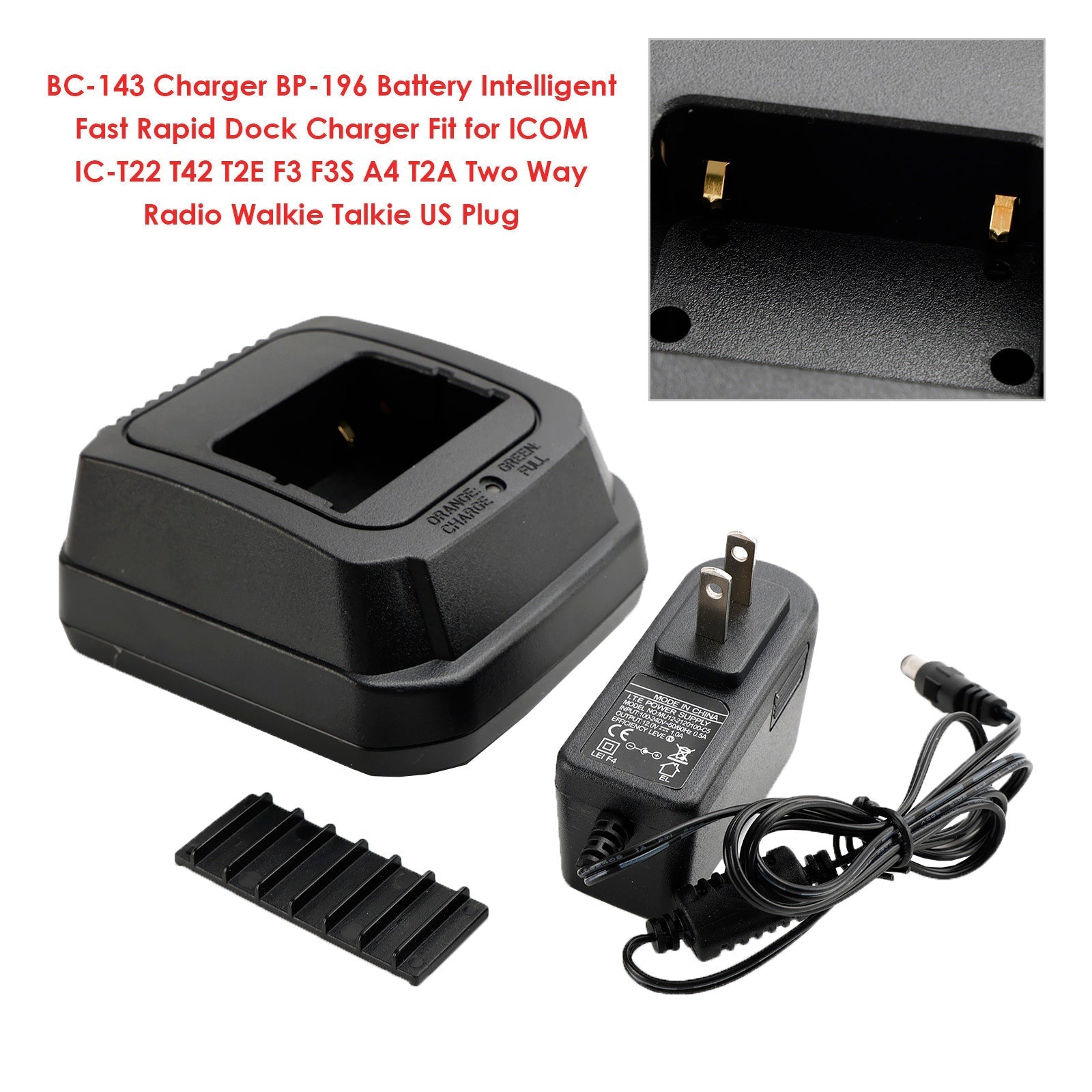 Chargeur de batterie BC-143 BP-196, station d'accueil rapide pour ICOM IC-T22 T42 T2E F3, prise US