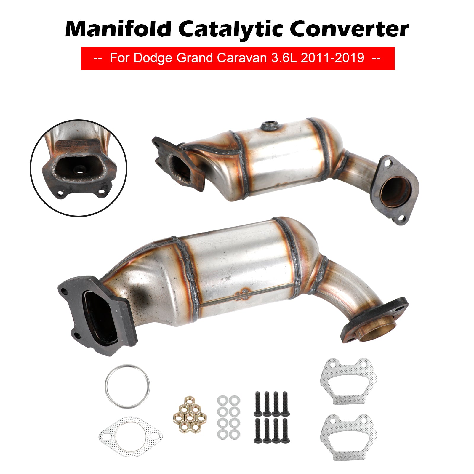 Convertisseurs catalytiques collecteurs Dodge Grand Caravan 3,6 L 2011-2019 Banque 1 Banque 2