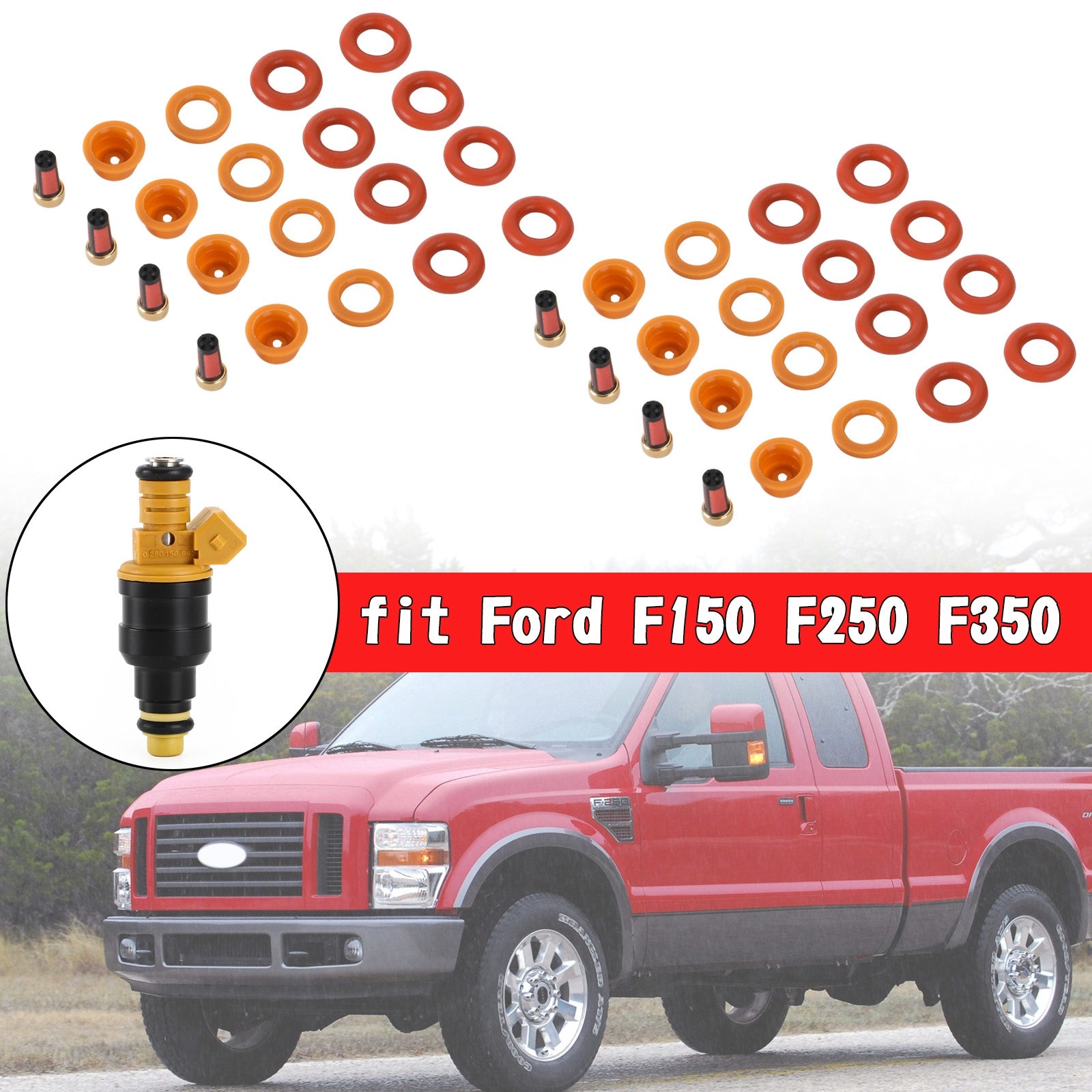 8 set Brandstofinjectoren Rebuild Reparatieset 0280150943 geschikt voor Ford F150 F250 F350 Generiek