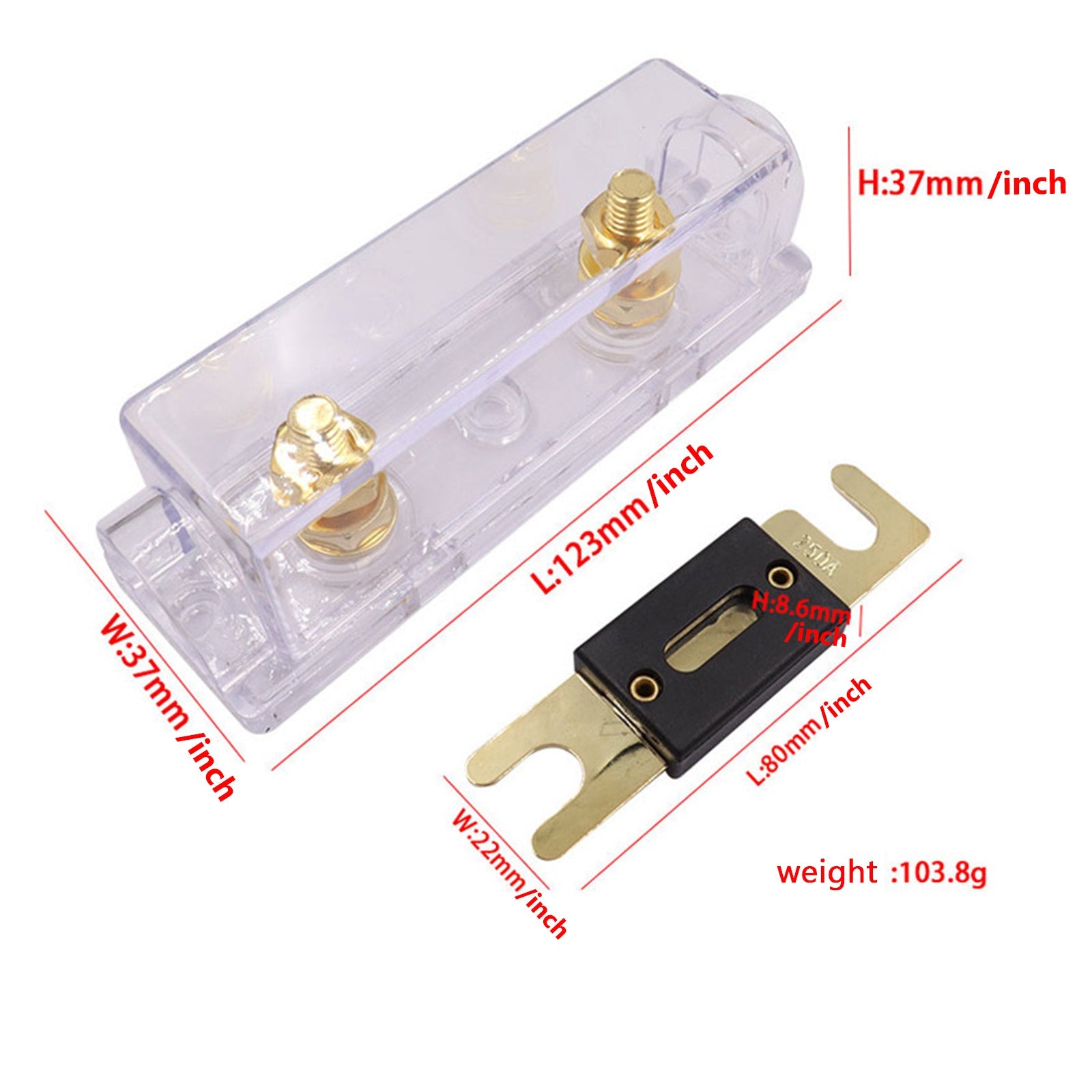 ANL Car Audio Fuse Holder Block High Current Bolt Down Terminal w/ Multi-A fuse