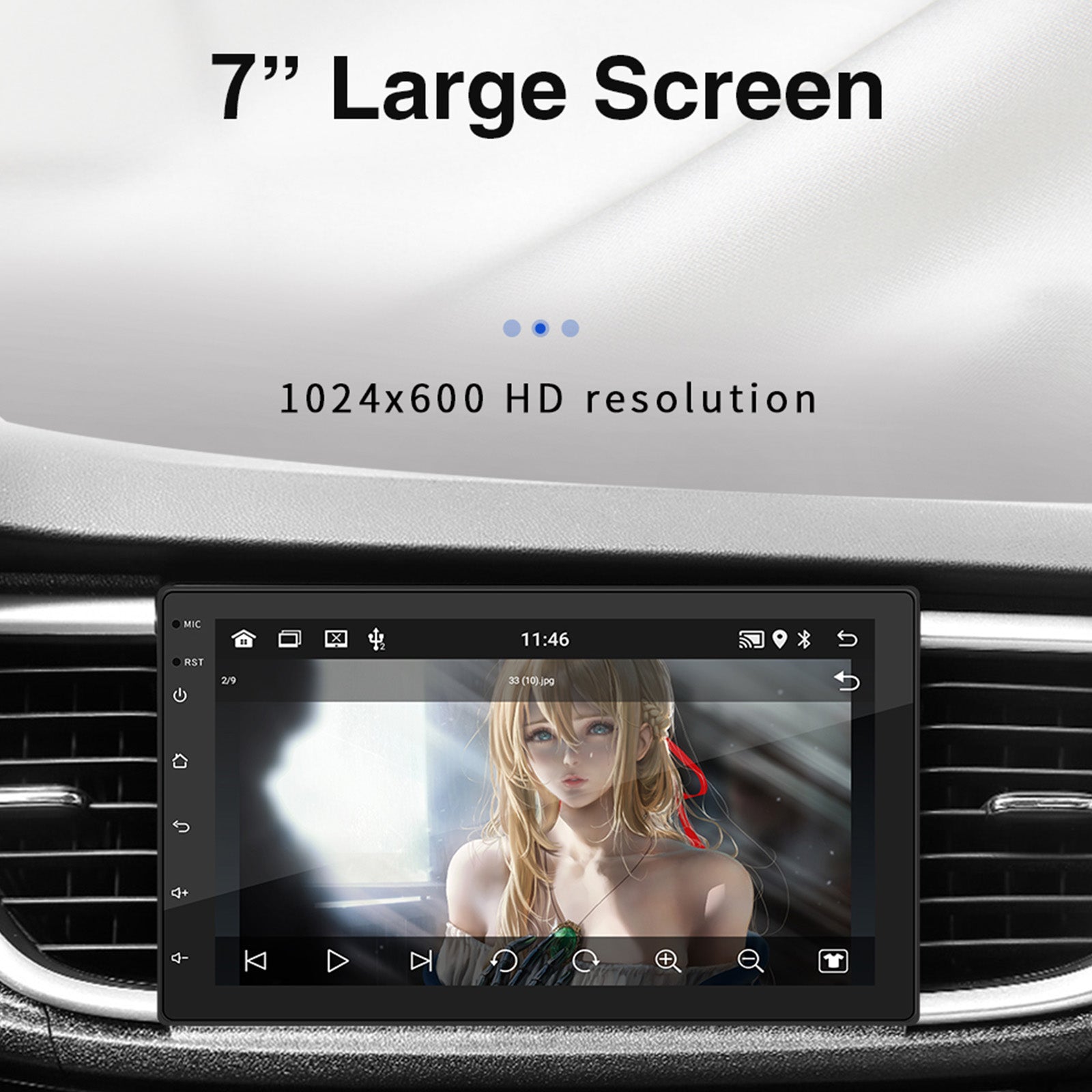 7 "Android 10 2G + 32G Quad Core GPS WiFi Bluetooth Autoradio MP5-speler Carplay