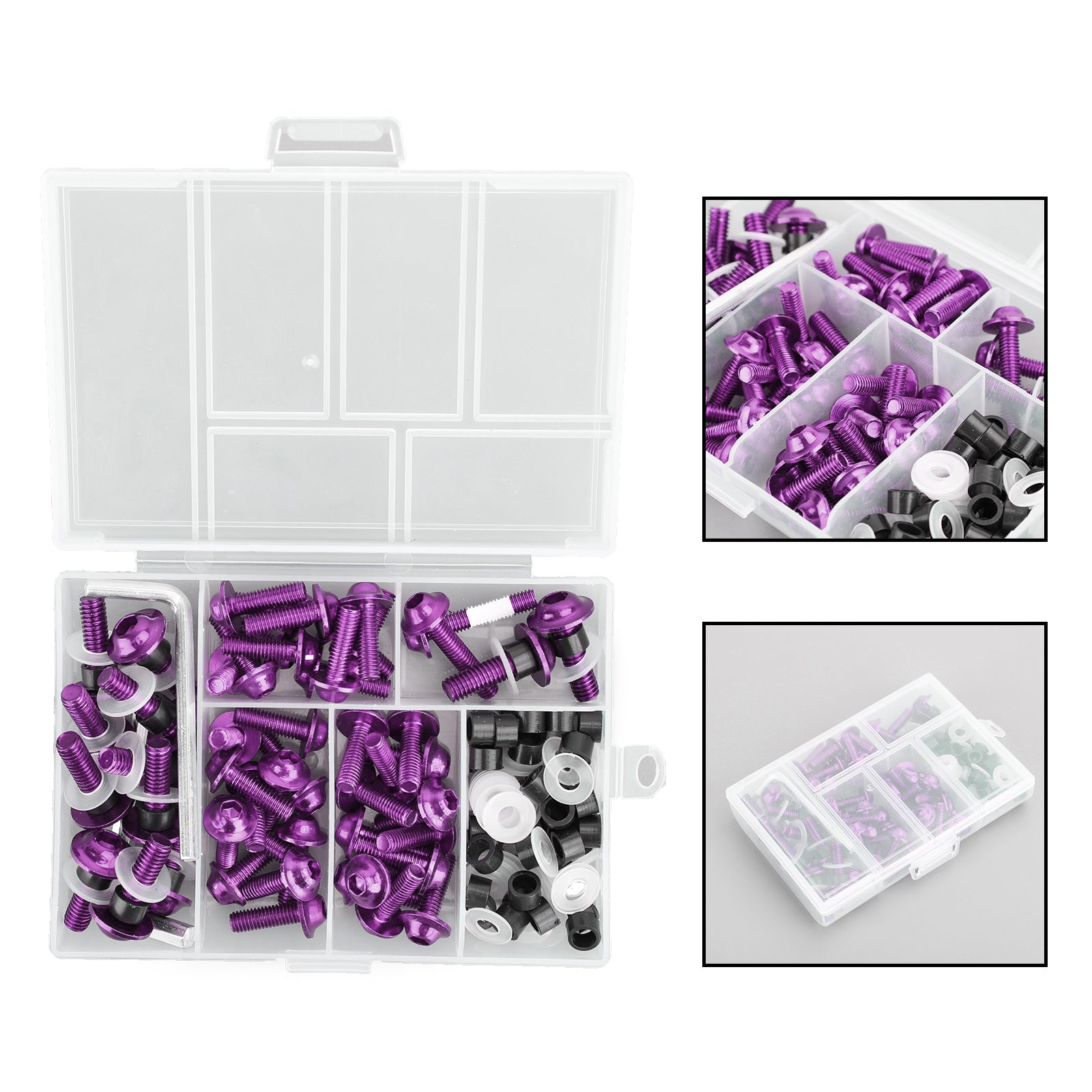 Kit de boulons de carénage pour pare-brise de moto, 158x, Clip de fixation, vis violet