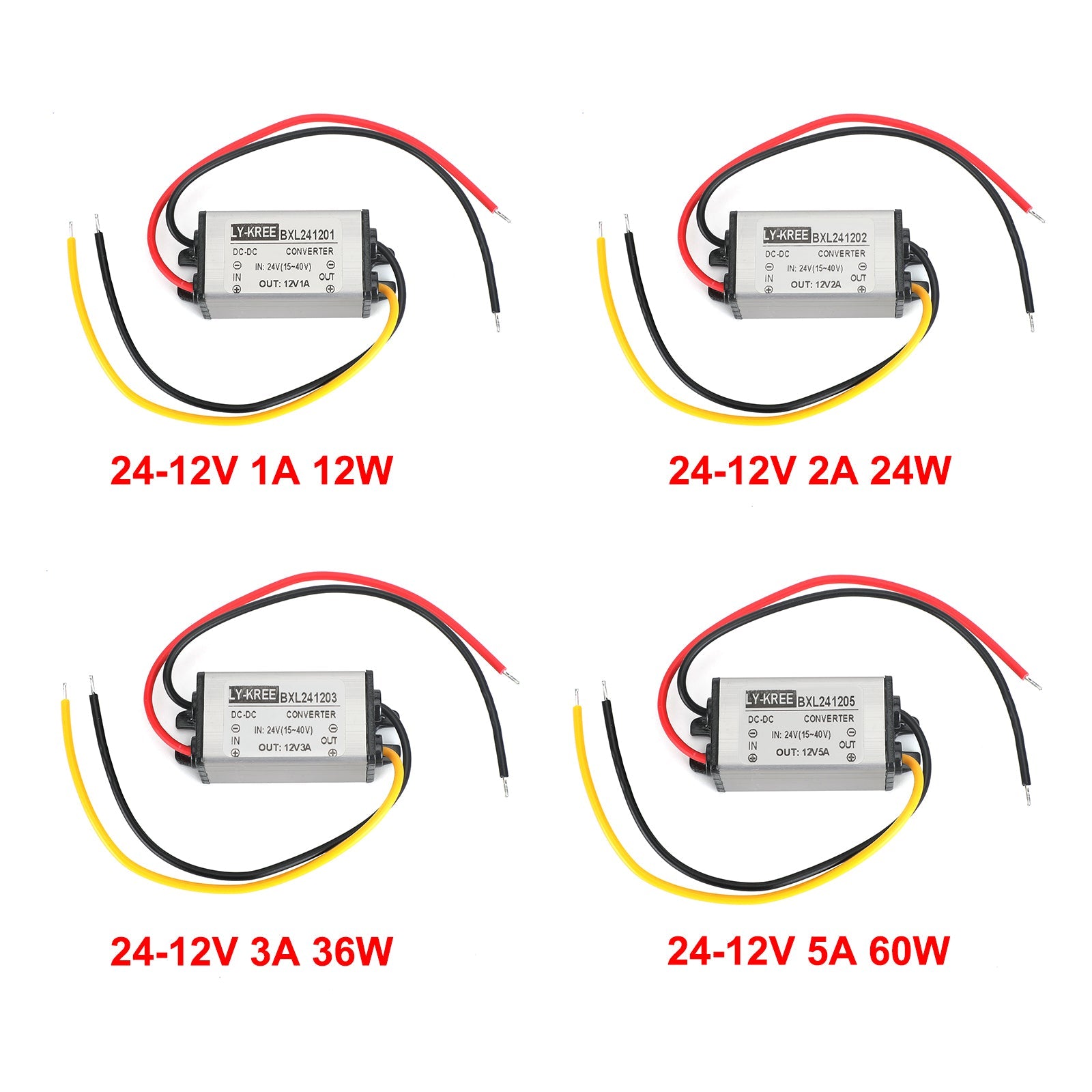 Convertisseur Buck DC 24V à 12V, Module d'alimentation étanche 1/2/3/5A