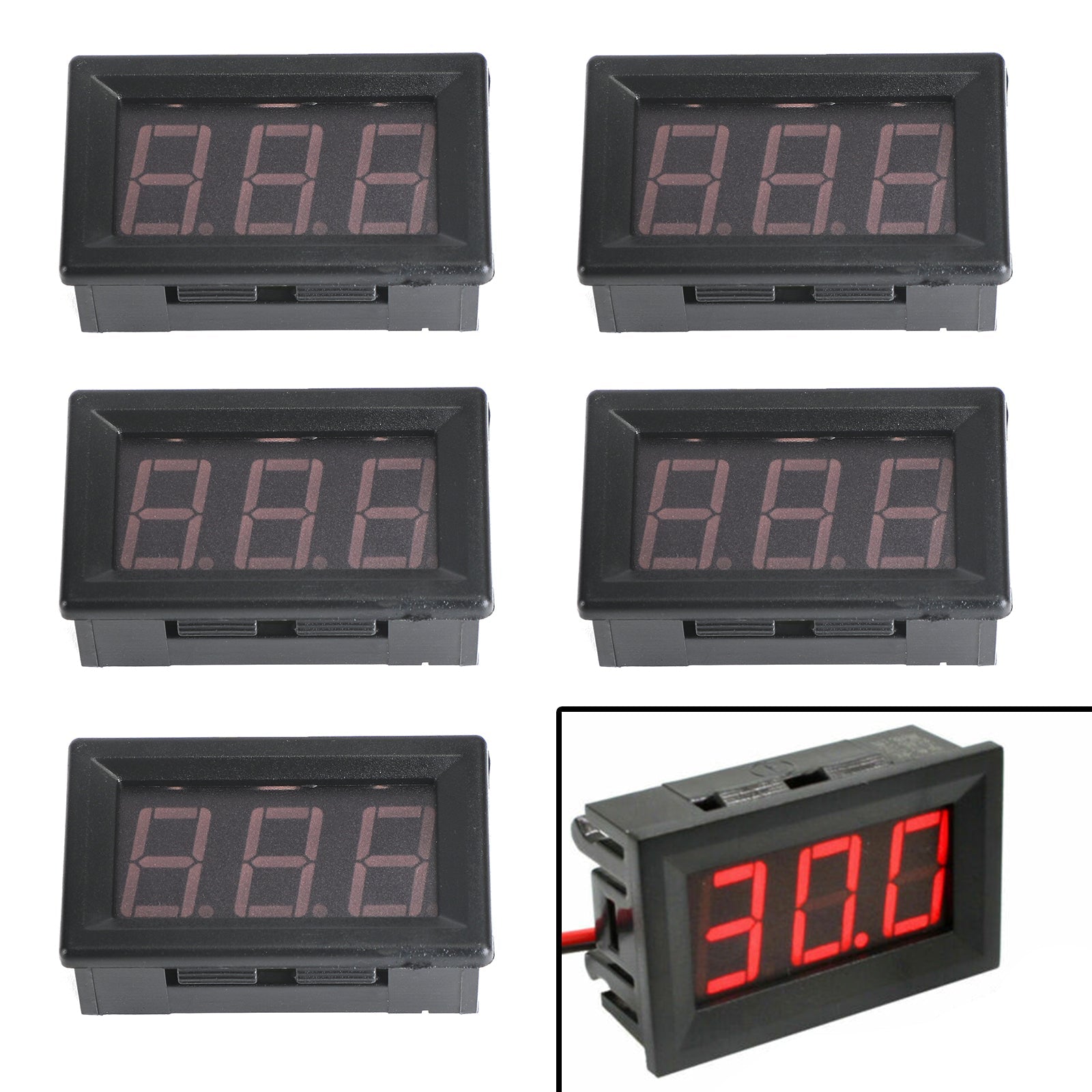 5 stk Dc5-120V 0,56" 2-leder LED digitalt skjermpanel Voltmeter Volt Tester