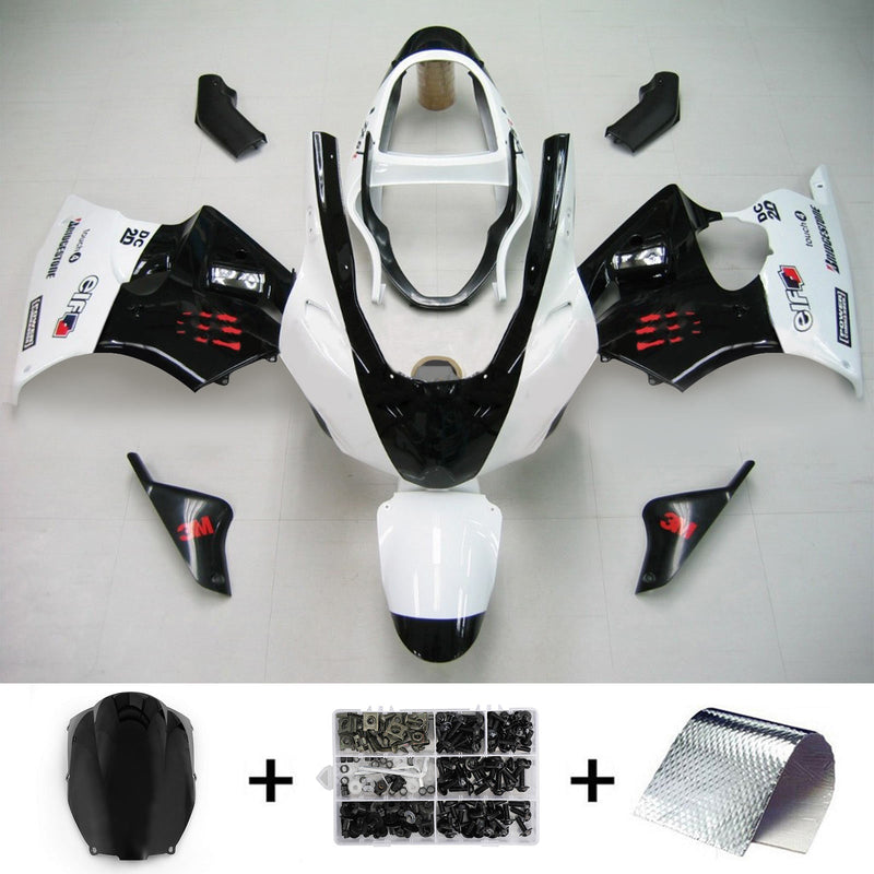 Amotopart 2000-2002 Kawasaki Zx6R Fairing Black White Kit