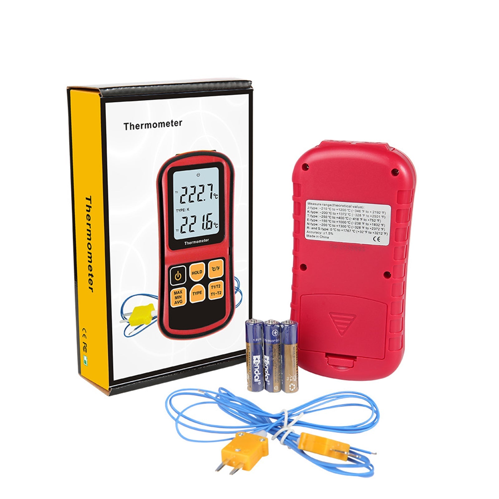 Thermomètre numérique à Thermocouple, testeur de température à double canal LCD