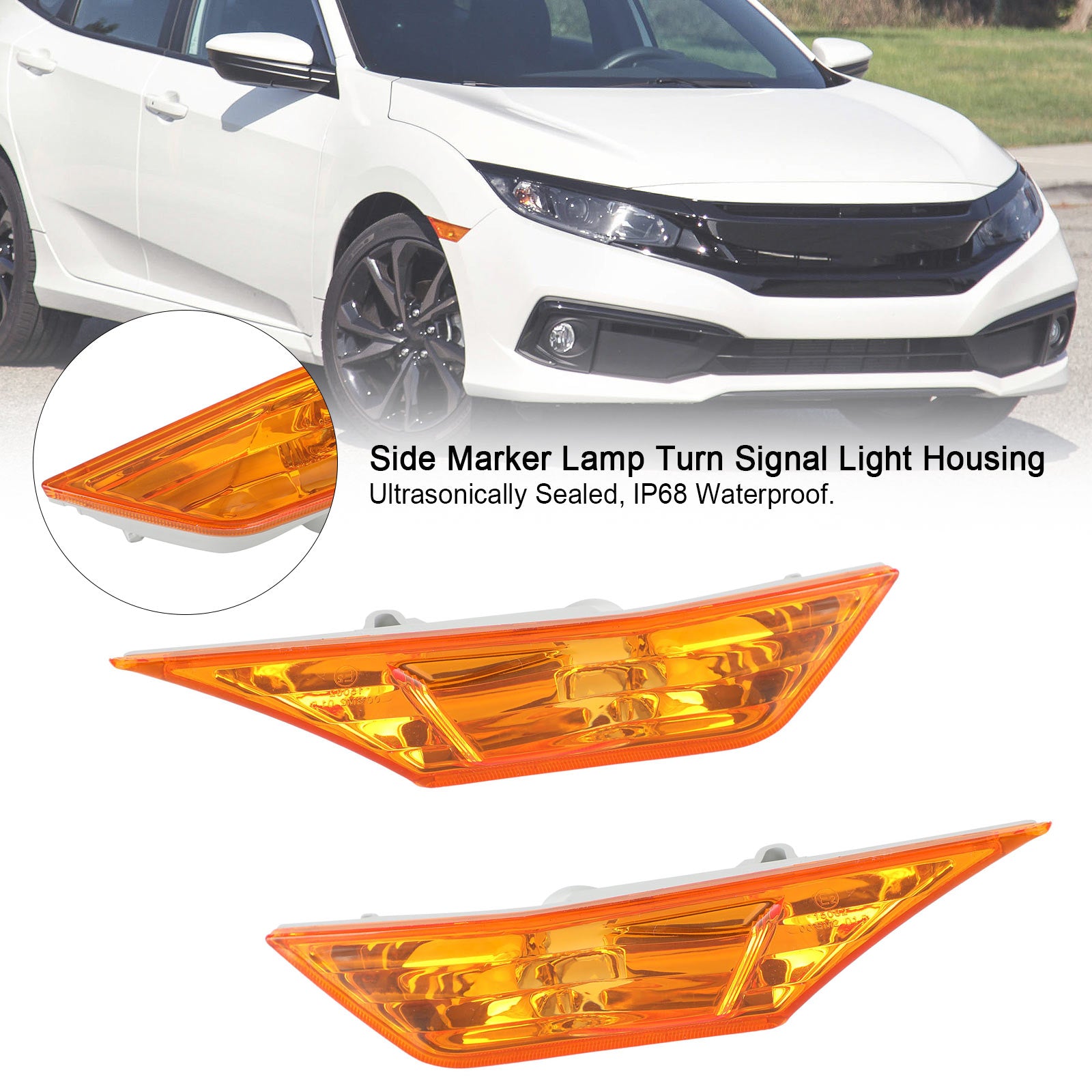 Side Marker Lamp Turn Signal Light Housing for Honda Civic 2016-2021 Amber