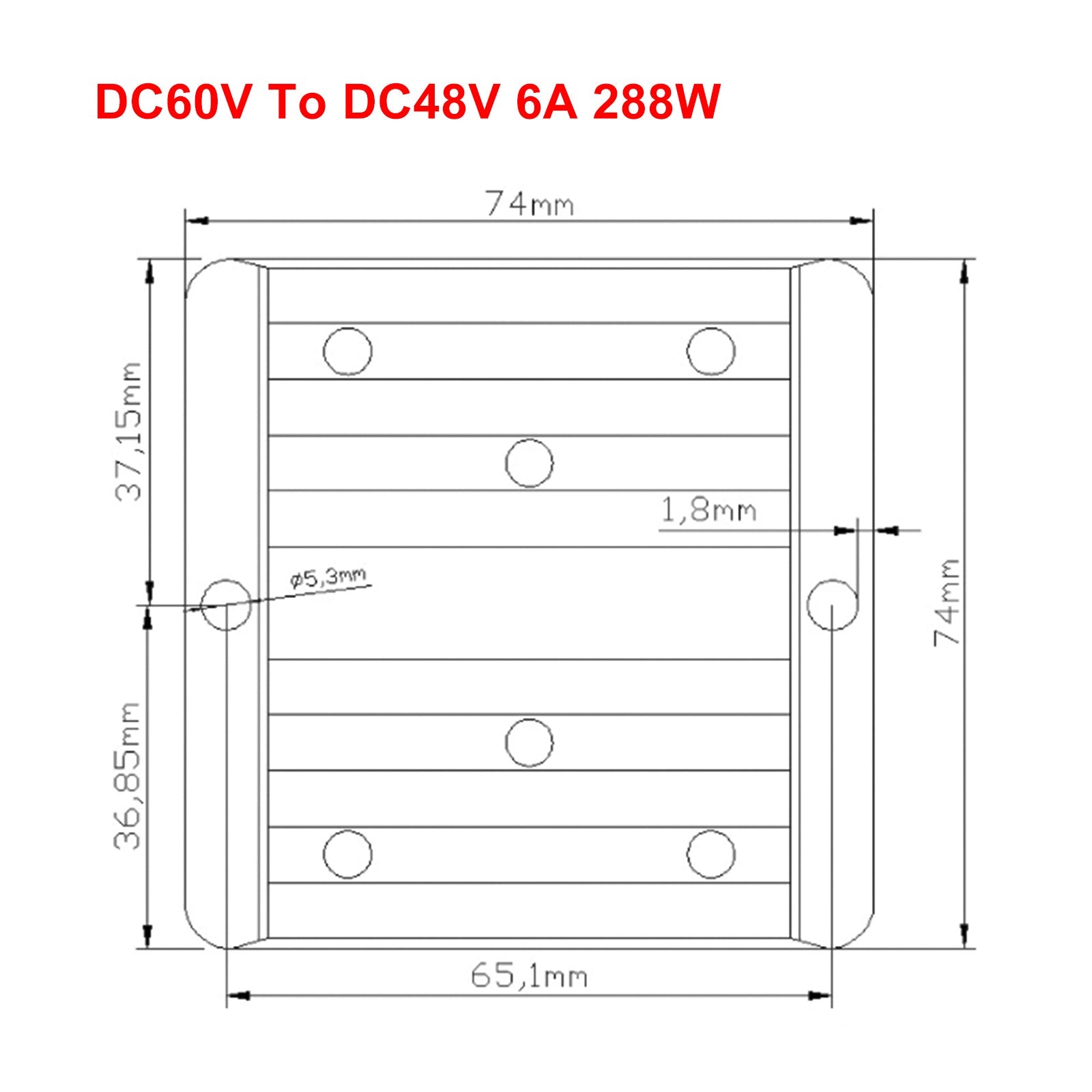 WaterProof 60V to 48V 6A 288W Step Down DC/DC Power Converter Regulator