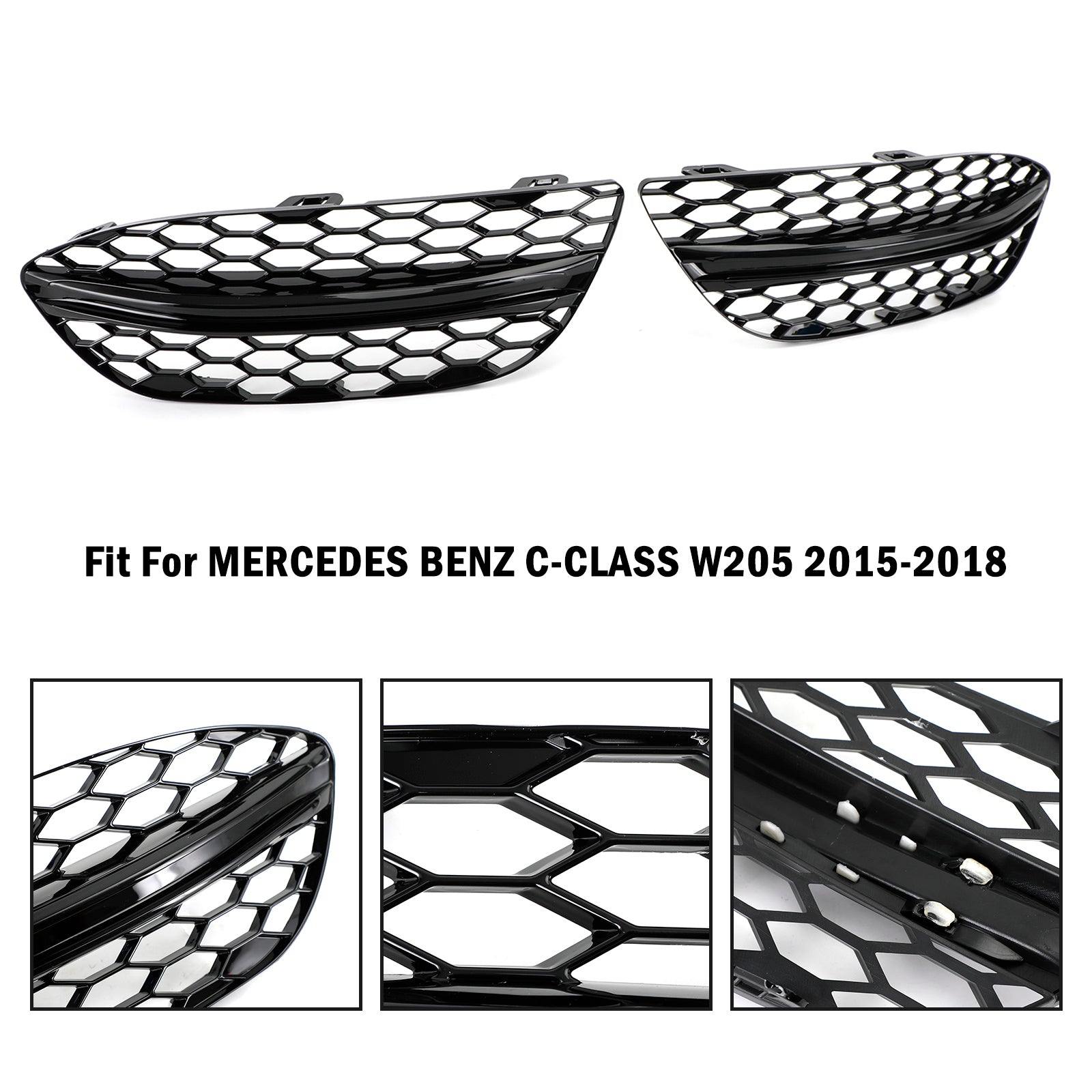 2015-2018 MERCEDES BENZ C-CLASS W205 Base Sedan Mesh Front Fog Light Cover