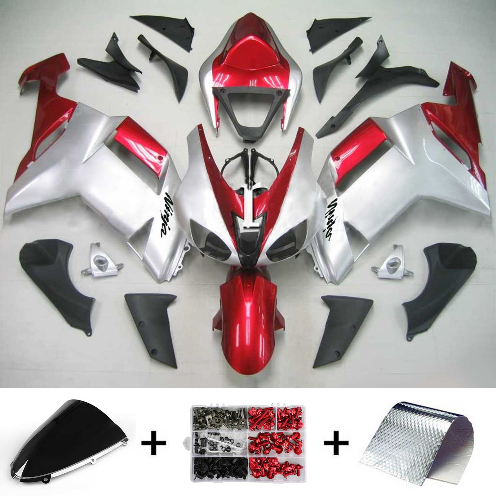 2007-2008 Kawasaki ZX6R 636 Amotopart Kit de carénage d'injection carrosserie plastique ABS #119