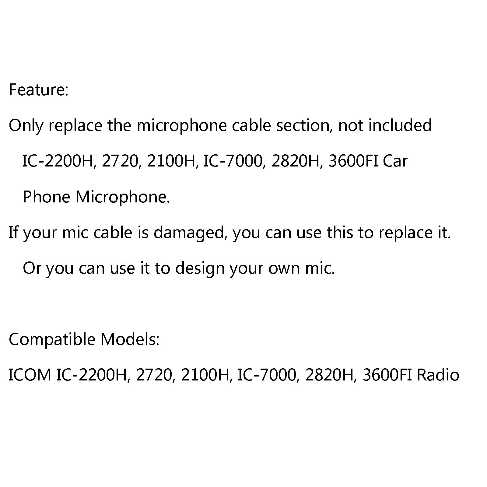 Mic Microphone Cable Line For HM-152 ICOM Radio IC-2200H 2720 IC-7000 2820H