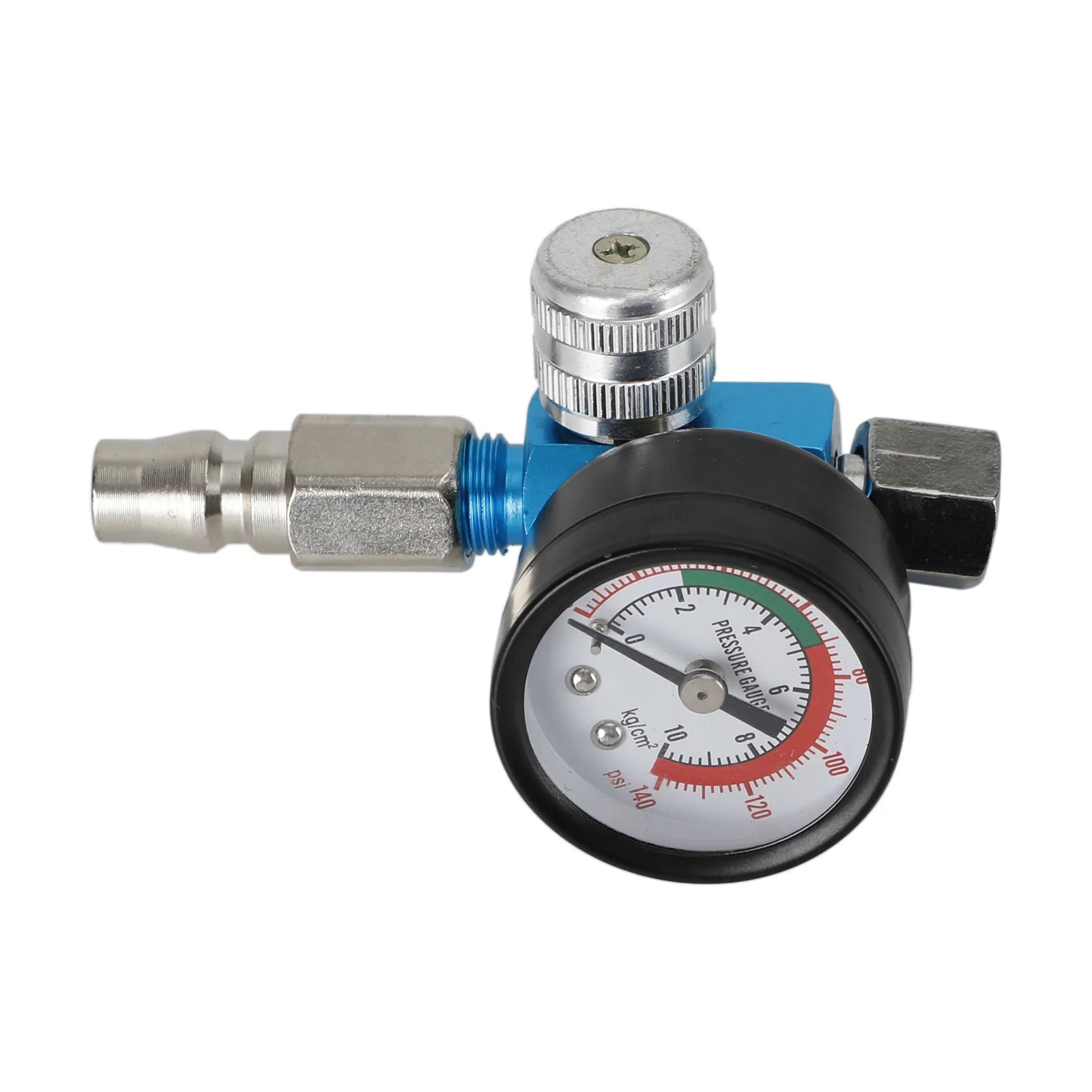 Blue Mini Air Regulator Valve Tool 1/4" Pressure Switch Gauge For Paint Gun