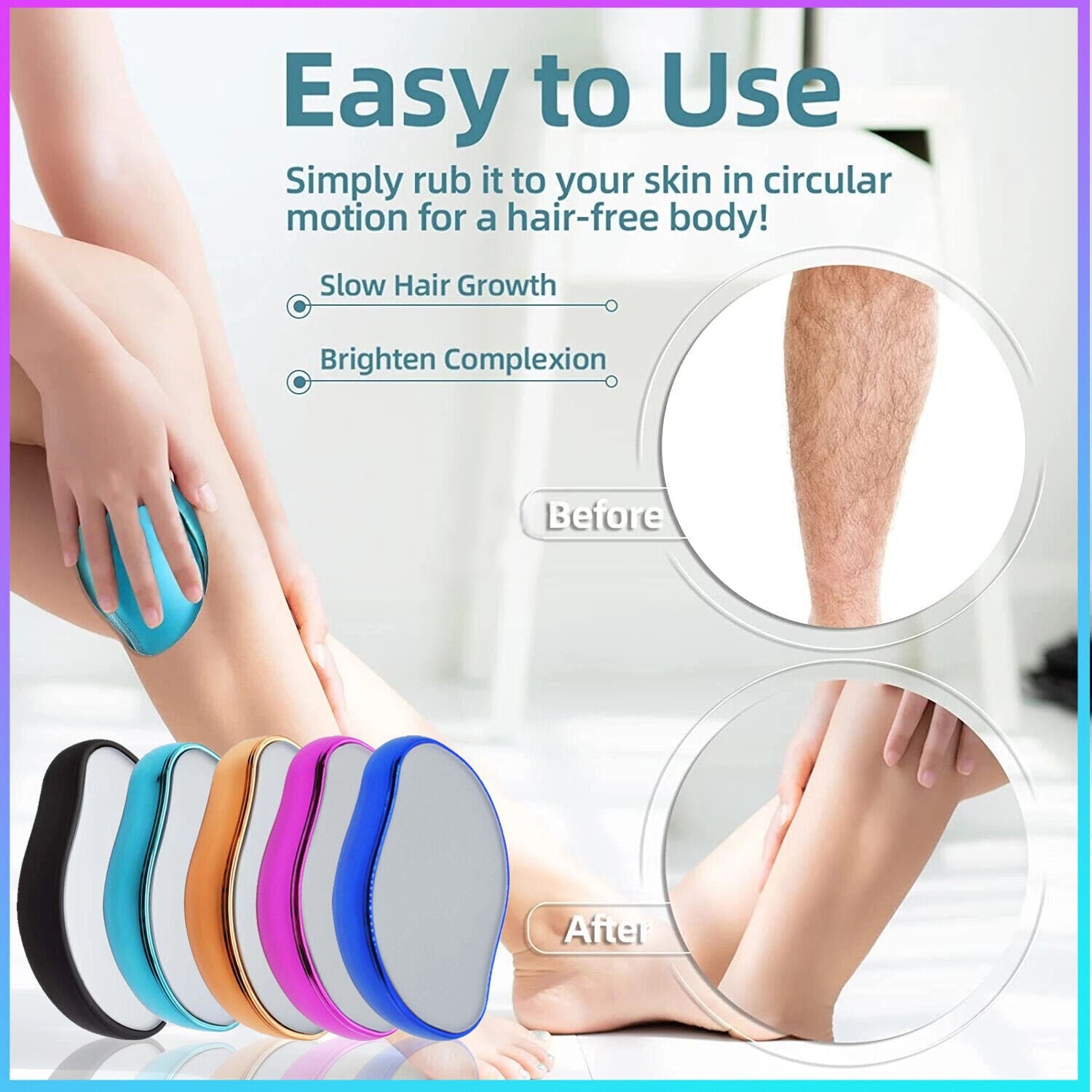 UK Stock Painless Physical Hair Removal Epilators Crystal Hair Eraser for Body Arm Leg