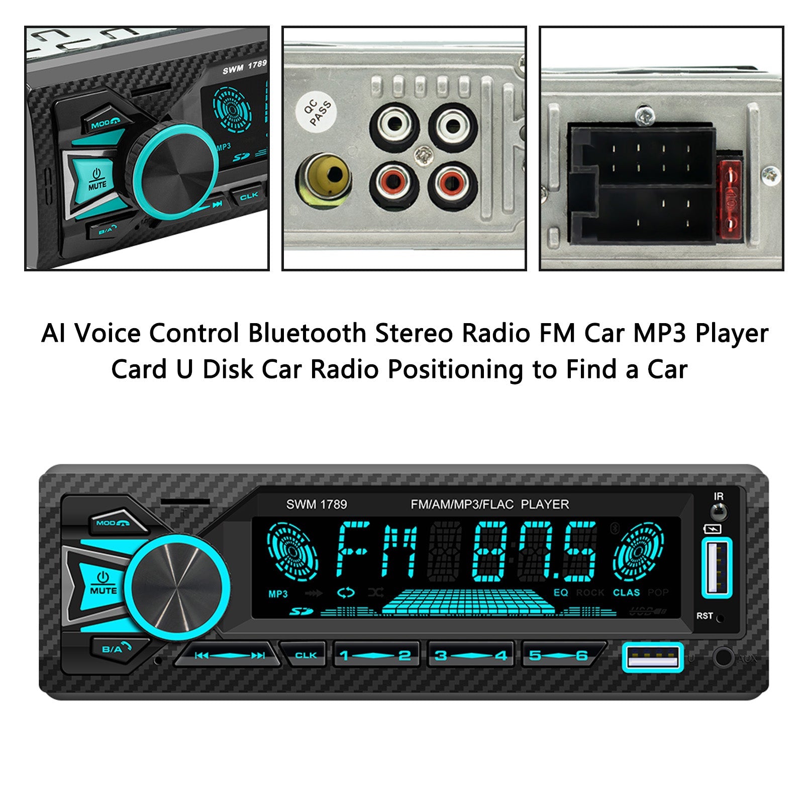 Radio stéréo Bluetooth à commande vocale AI, lecteur MP3 FM, carte U disque, autoradio